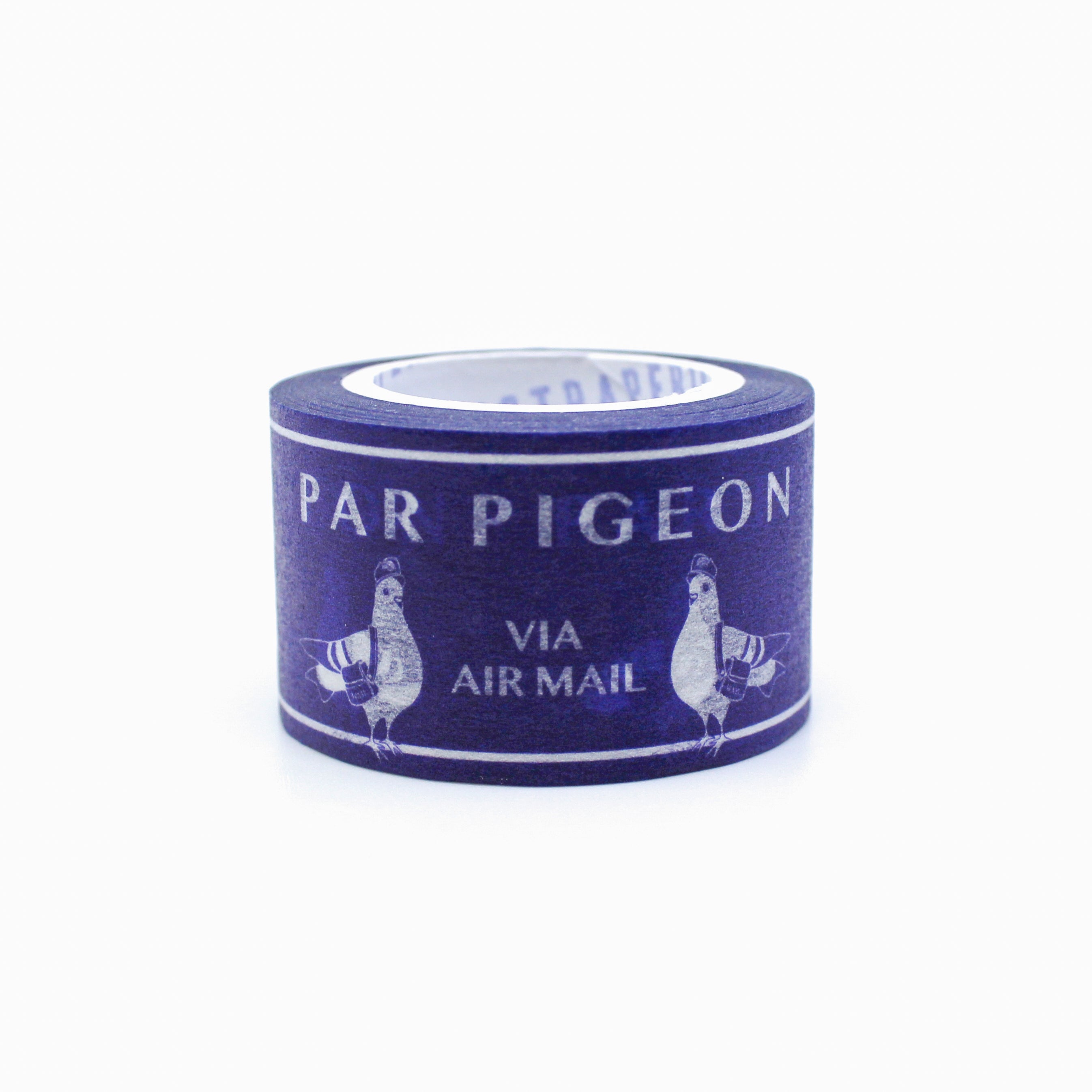 This is a blue and white par pigeon via air mail caption themed view of washi tape from BBB Supplies Craft Shop