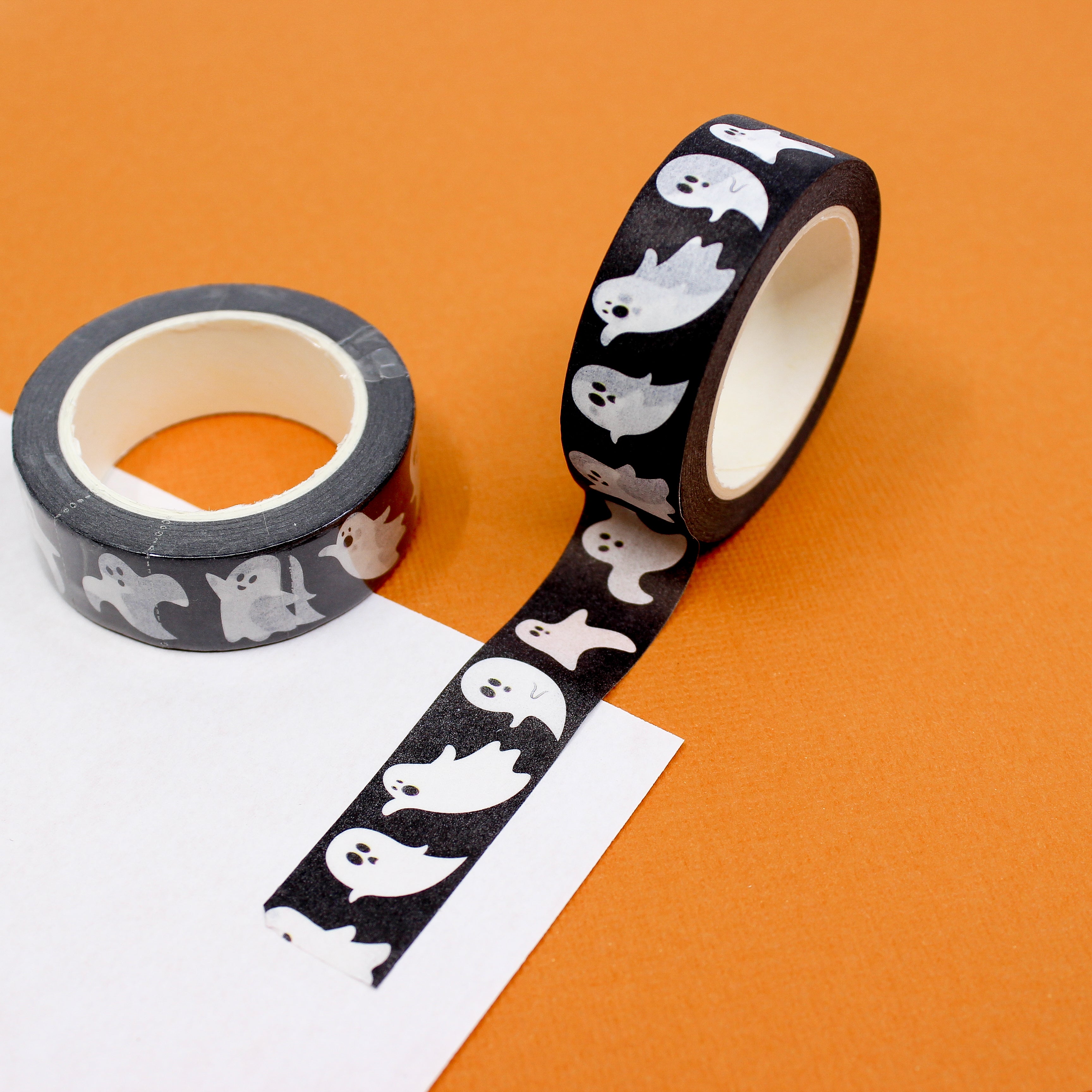 This is a black and white ghost halloween themed washi tape from BBB Supplies Craft Shop.