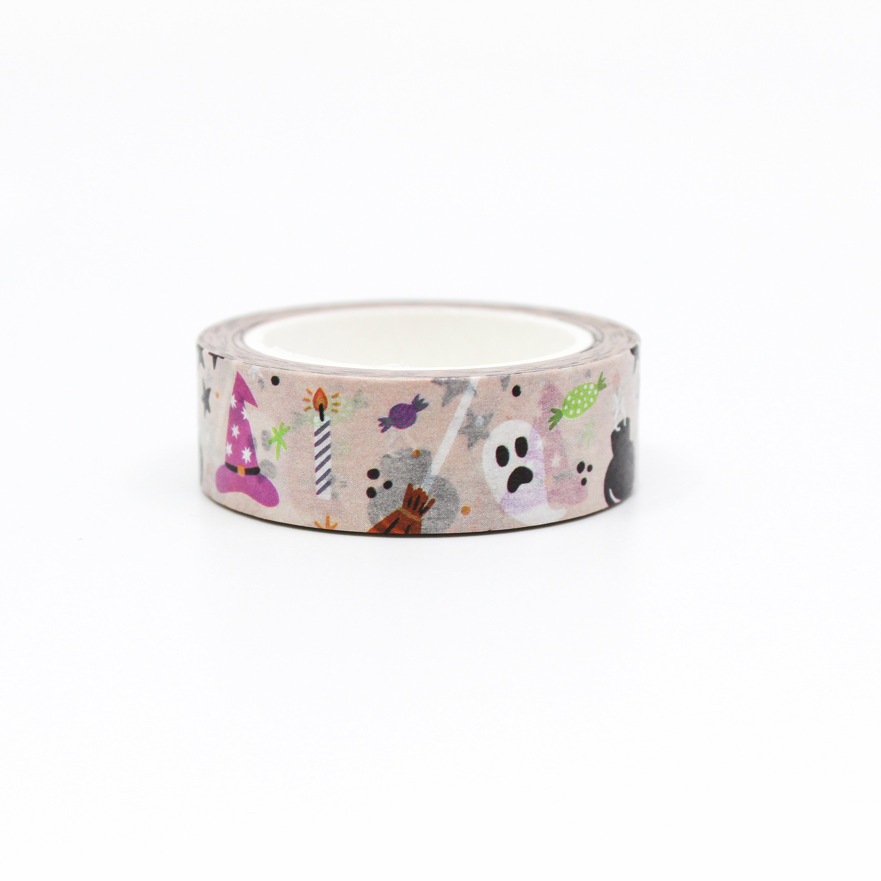 This shows purple and black cute Holloween pattern themed view of washi tape from BBB Supplies Craft Shop