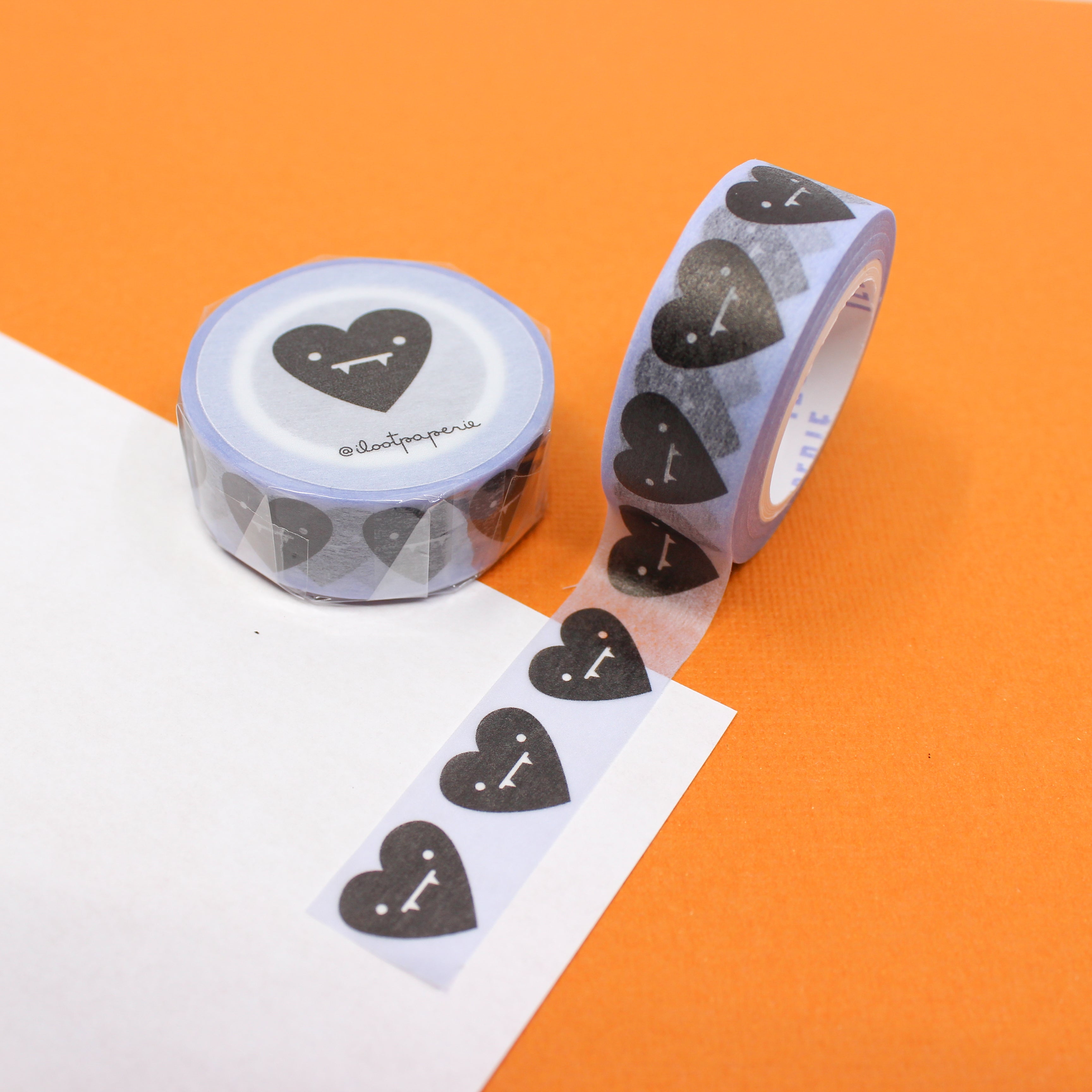 This is a spooky black heart themed washi tape from BBB Supplies Craft Shop