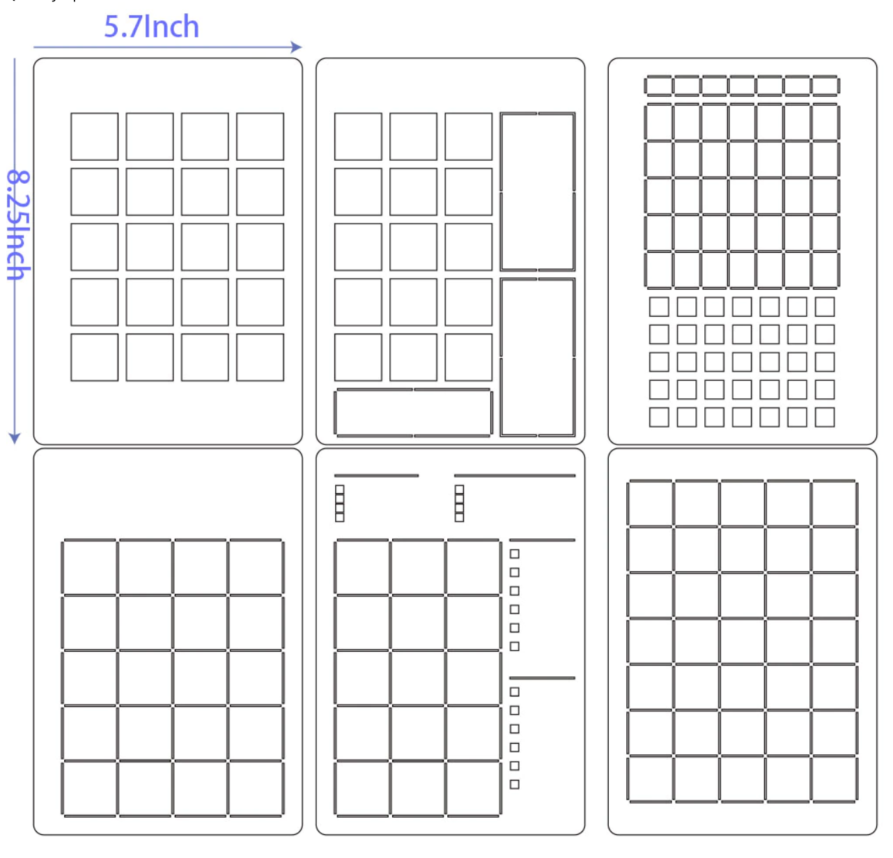 Speedy Spreads Journal Stencils (Weekly Layouts #2) - x6 Stencils for A5 Bullet Dot Grid Journal Notebook, Save Time on Full-Page Layouts, DIY Planner Templates for Productivity by Sunny Streak at BBB Supplies Craft Shop.