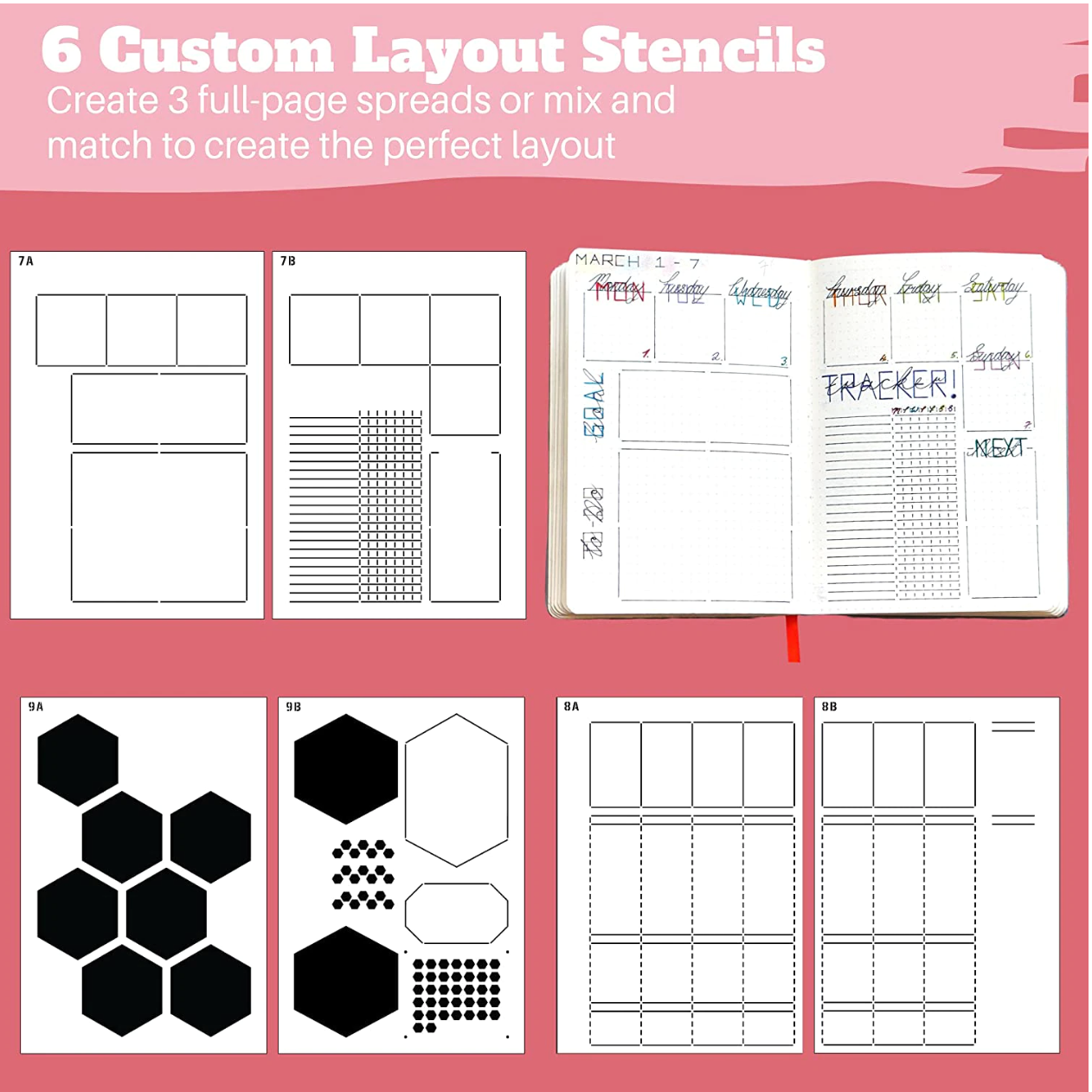 Full Page Weekly Calendar Spread Stencils