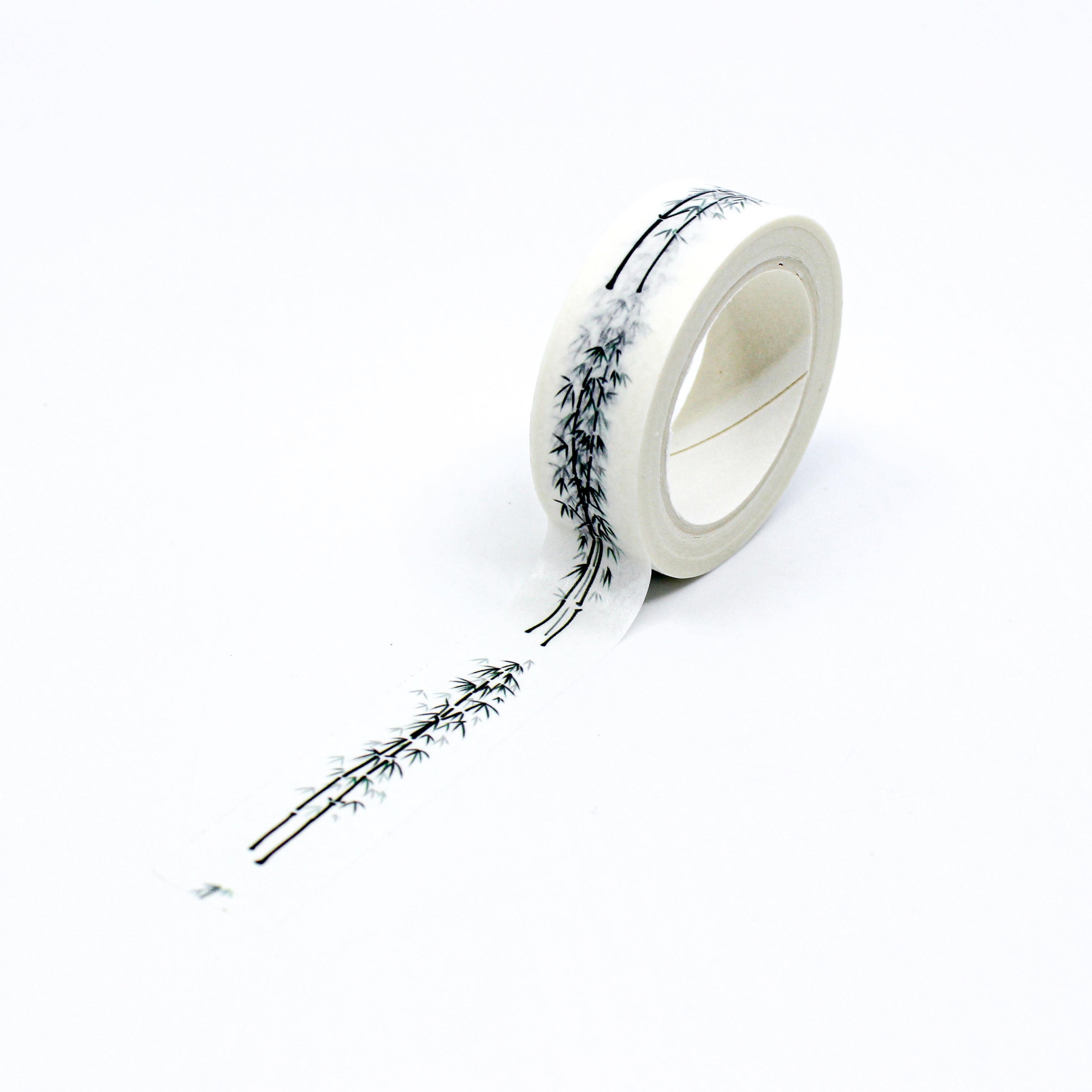 This is a full pattern repeat view of thin bamboo trees pattern washi tape from BBB Supplies Craft Shop