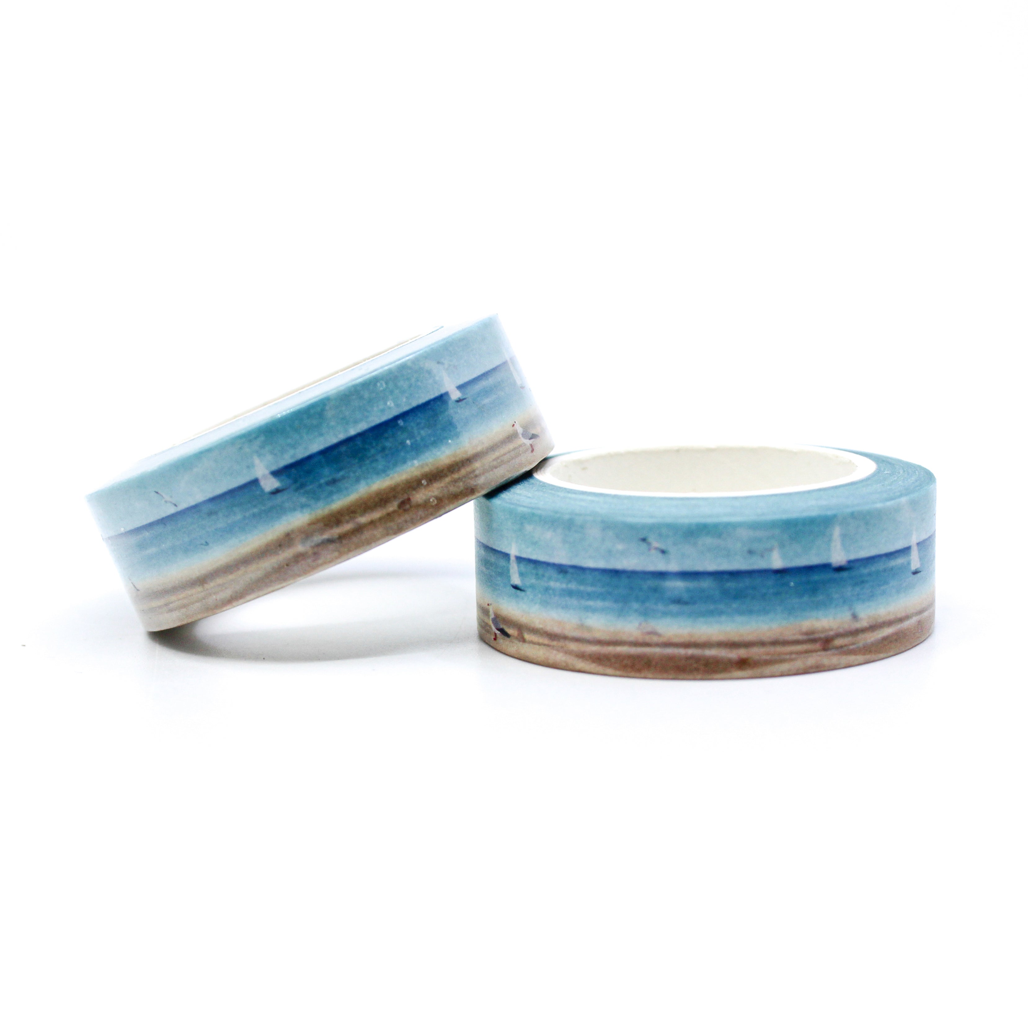 This a blue beach water scene tape for Journal Supplies, Scrapbooking washi tapes from BBB Supplies Craft Shop