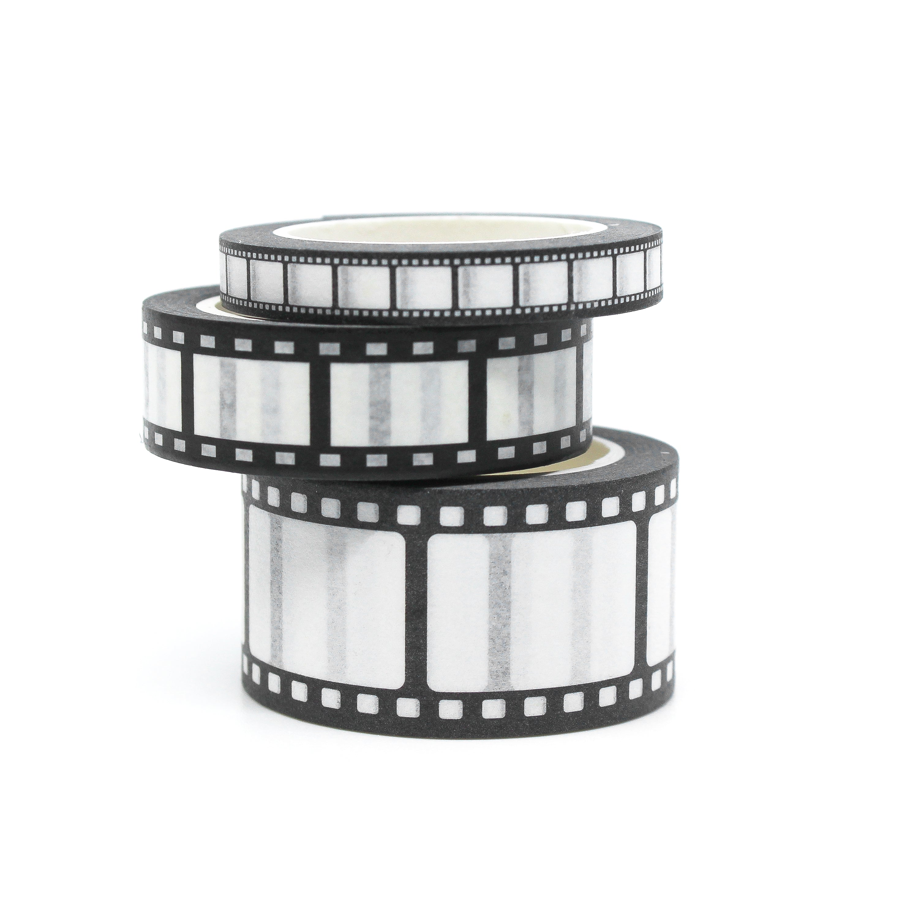 This wide film strip washi tape is perfect for your project. The black and white classic film strip look adds a bigger size to make your craft project easier. This size tape is exclusively sold at BBB Supplies Craft Shop.