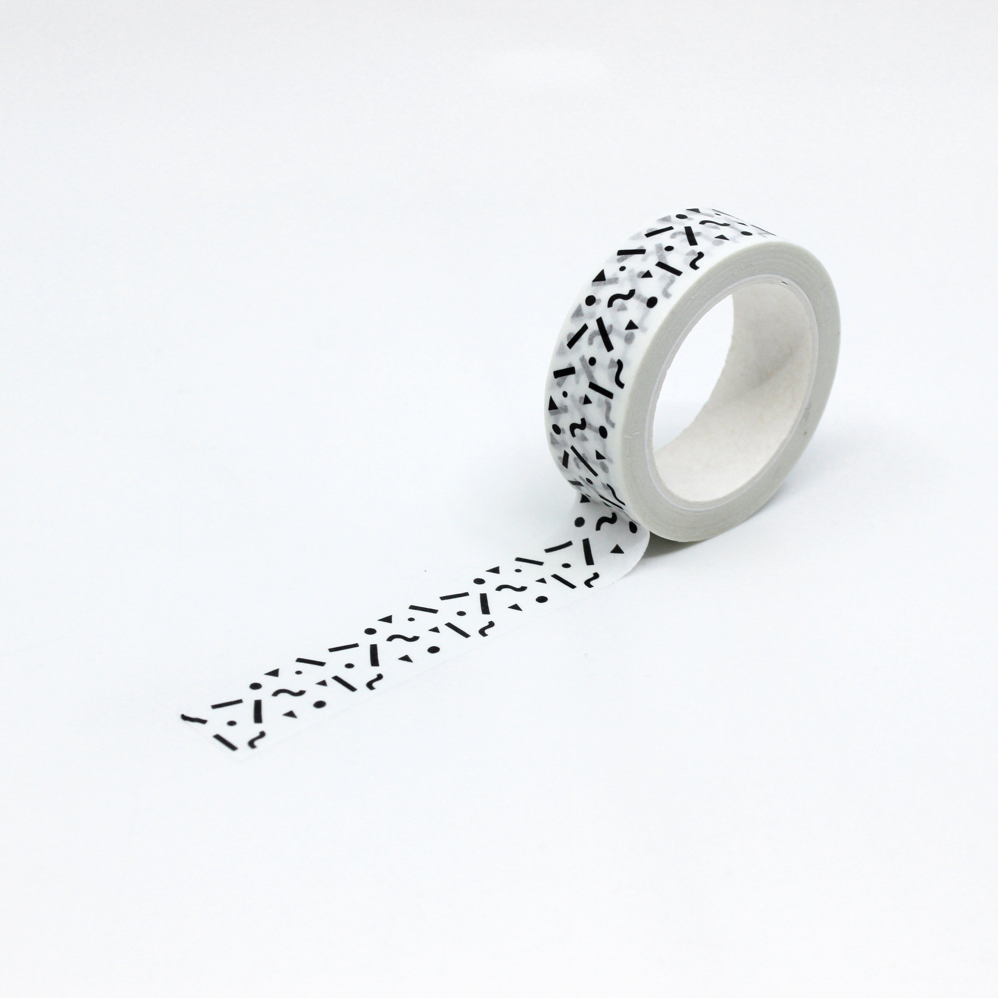 This is a full pattern repeat view of black and white squiggles washi tape BBB Supplies Craft Shop
