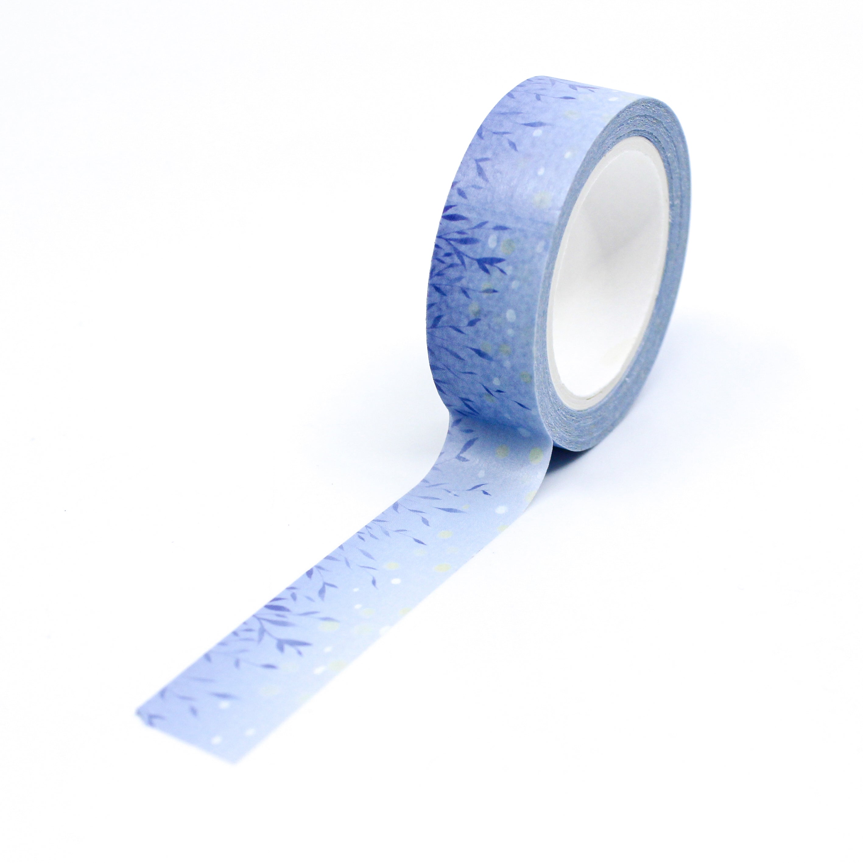 This a full pattern repeat view of blue field scenery pattern washi tape from BBB Supplies Craft Shop