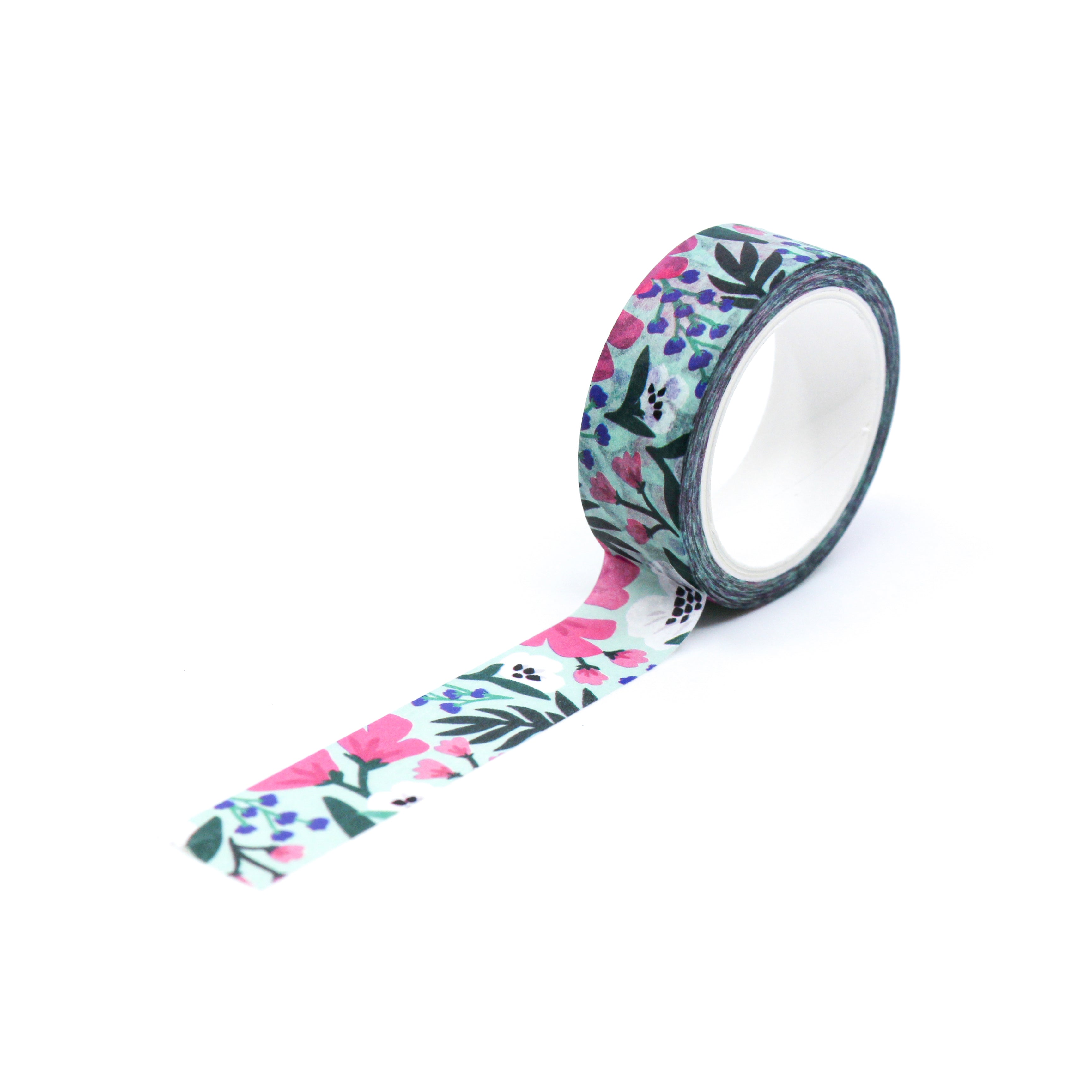 Elegant Blue and Pink Floral tape from Zynshe that is perfect for gift wrap, craft projects or journaling sold at BBB Supplies Craft Shop.