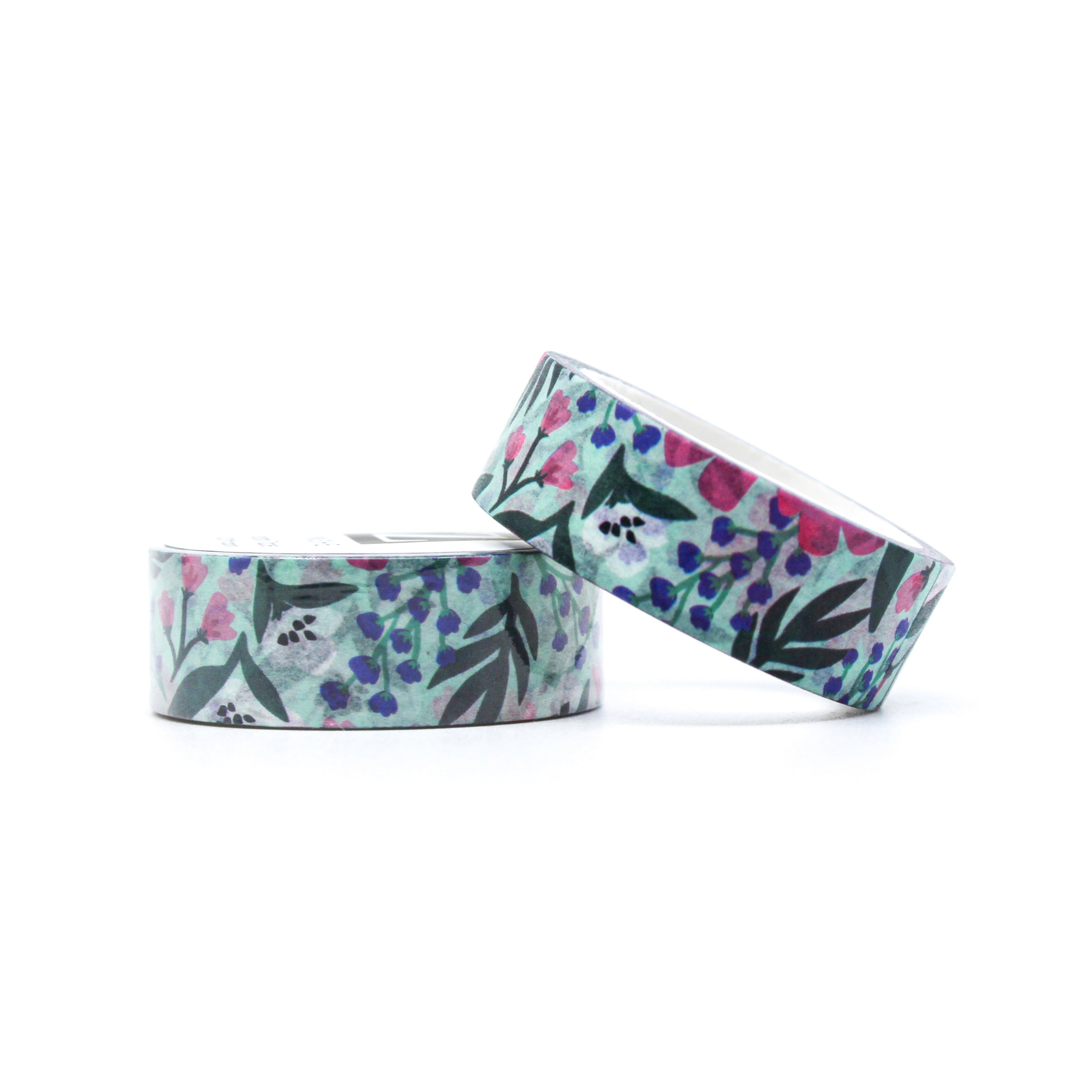 Elegant Blue and Pink Floral tape from Zynshe that is perfect for gift wrap, craft projects or journaling sold at BBB Supplies Craft Shop.