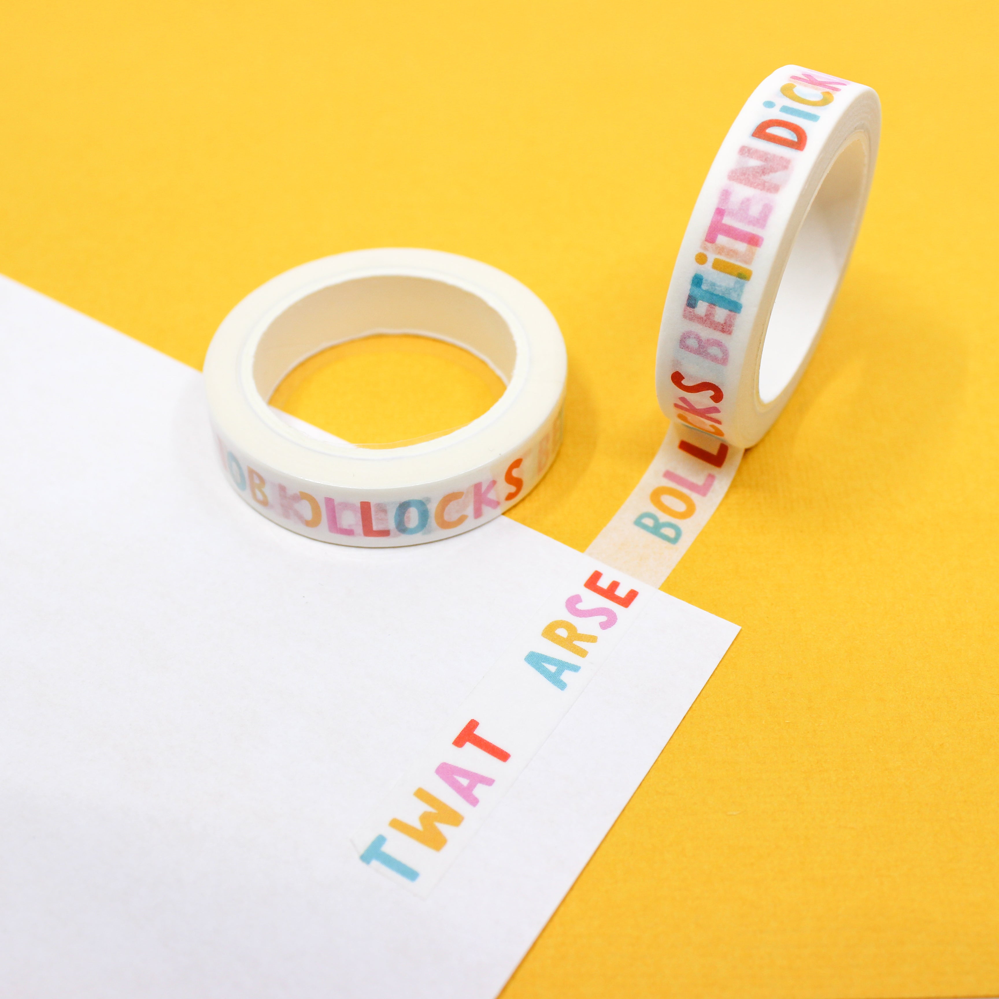 This photo is washi tape that features British cuss words from BBB Supplies craft and journaling supplies shop.