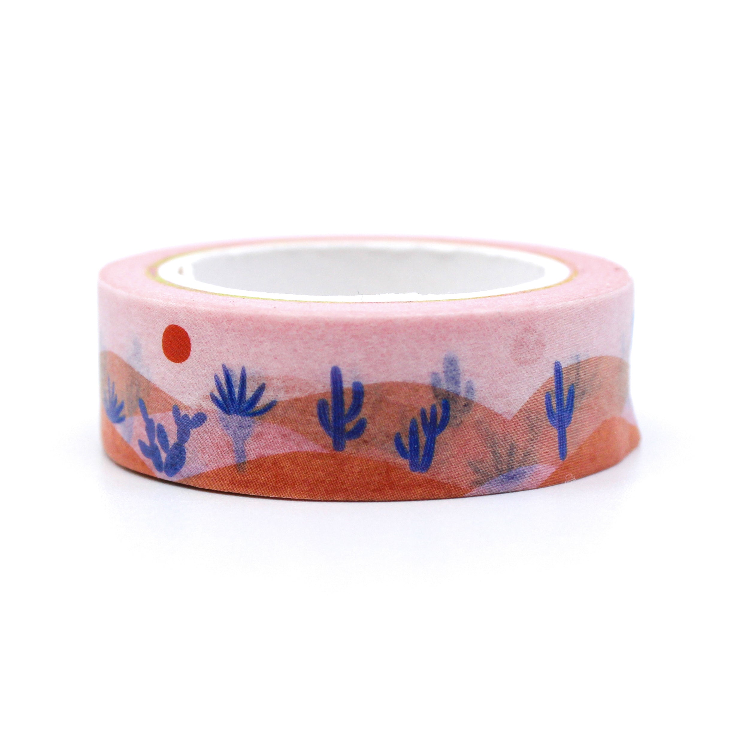 This is a cute desert landscape in sunset pinks and purples washi tape from BBB Supplies Craft Shop