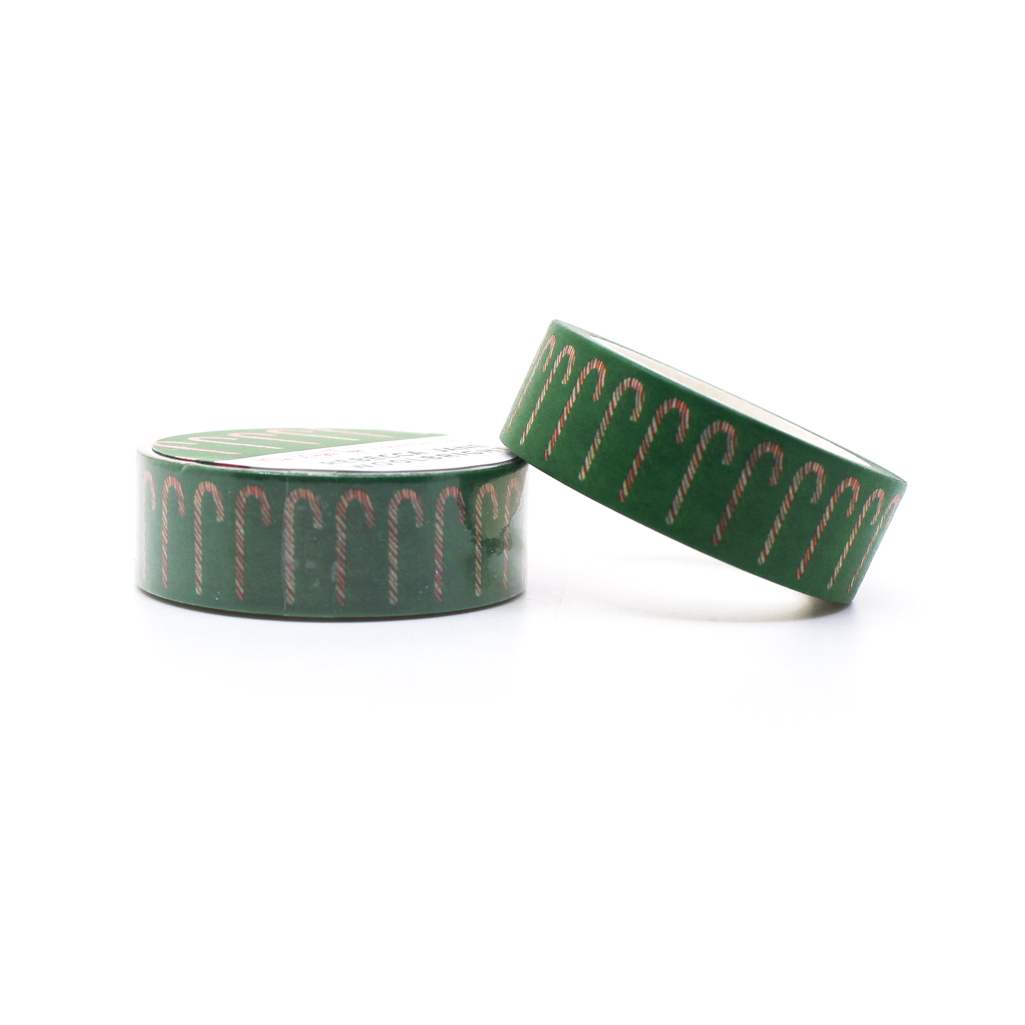 This is a roll green background candy cane washi tapes from BBB Supplies Craft Shop