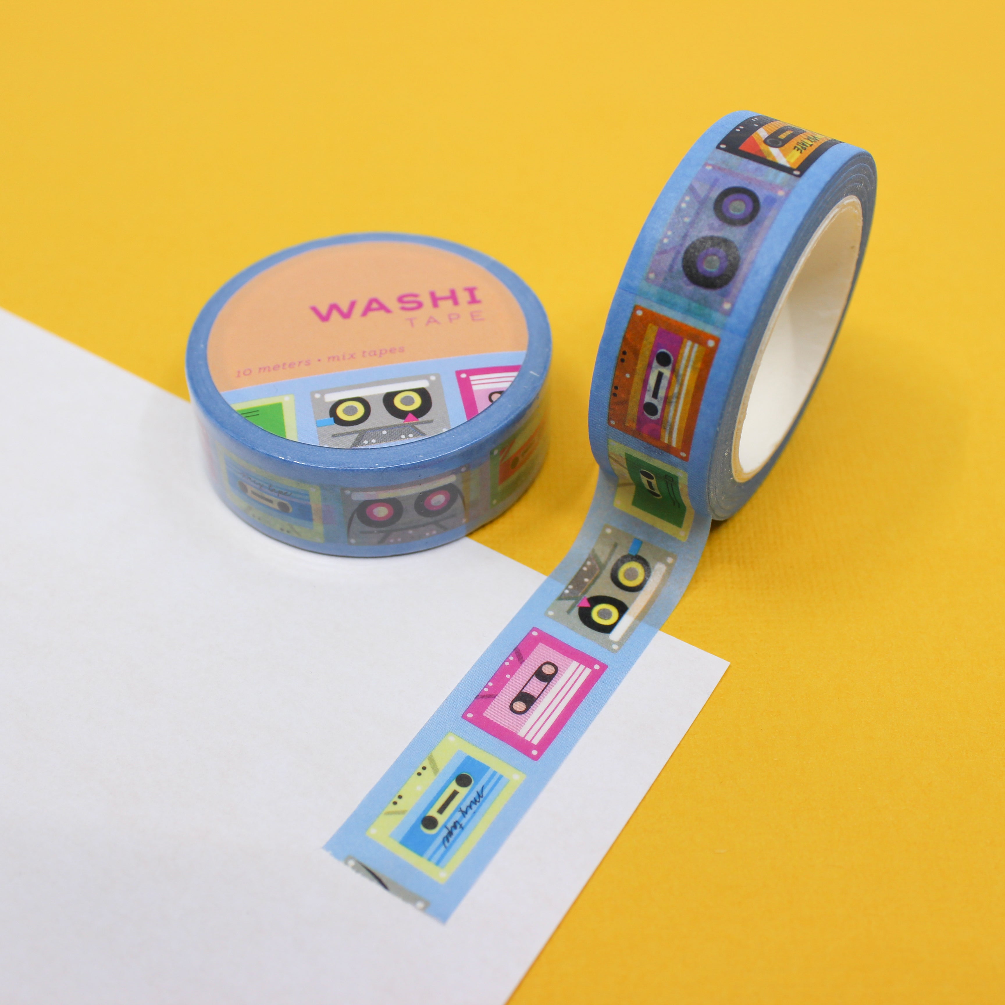 This is a colorful 1980's retro cassette tape themed washi tape from BBB Supplies Craft Shop