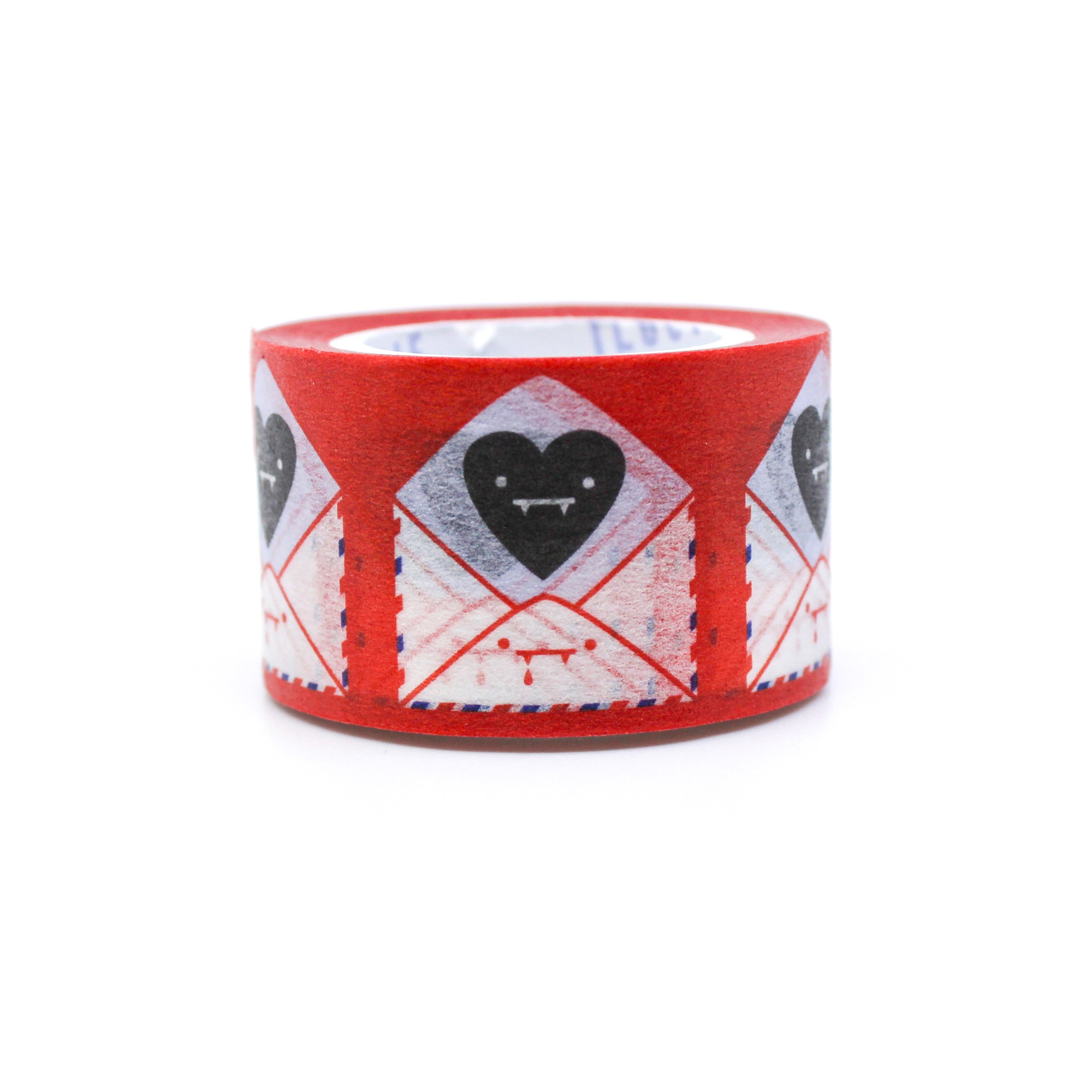 This is a scary black heart with red snail mail themed view of washi tape from BBB Supplies Craft Shop