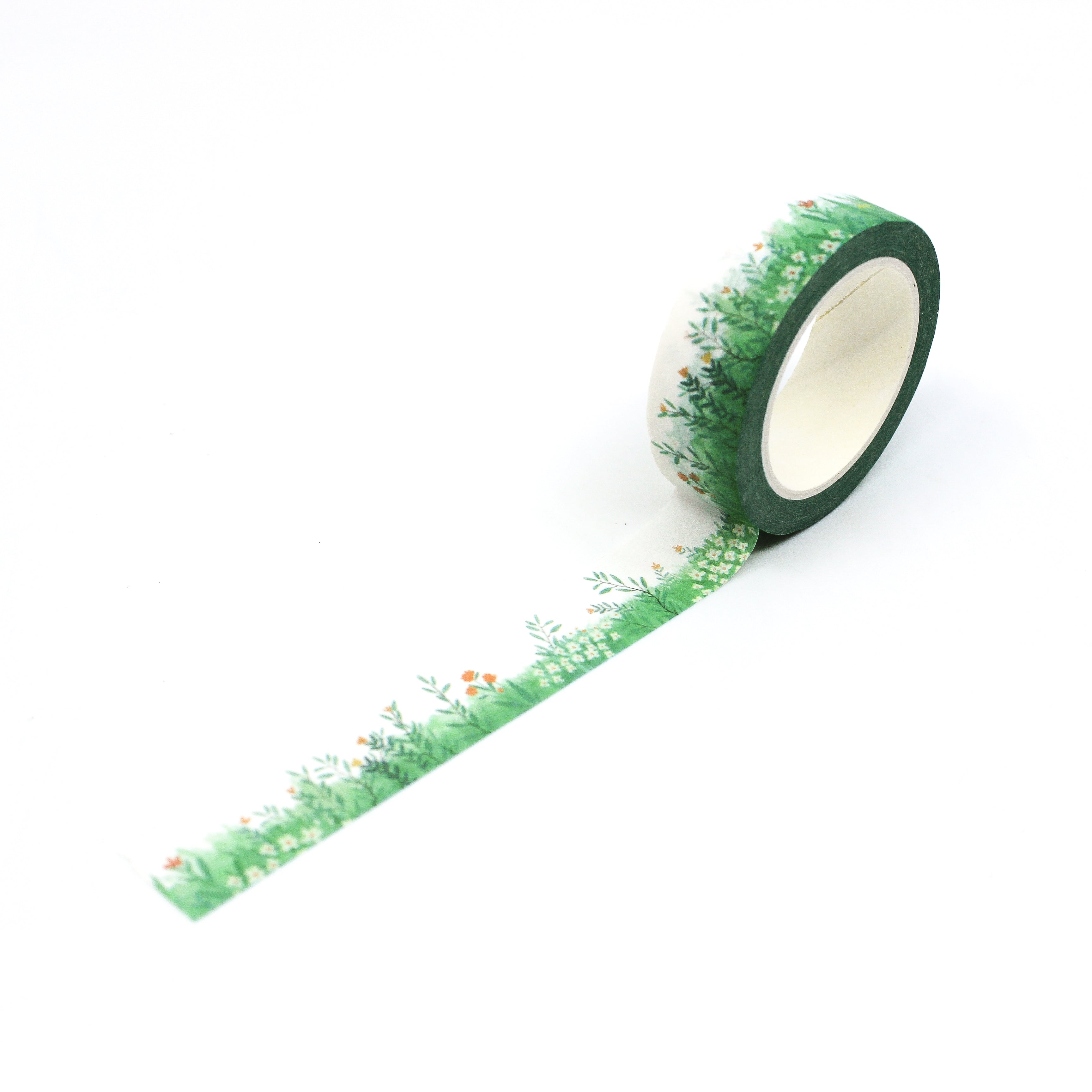 This is a full pattern repeat view of spring green grass washi tape from BBB Supplies Craft Shop