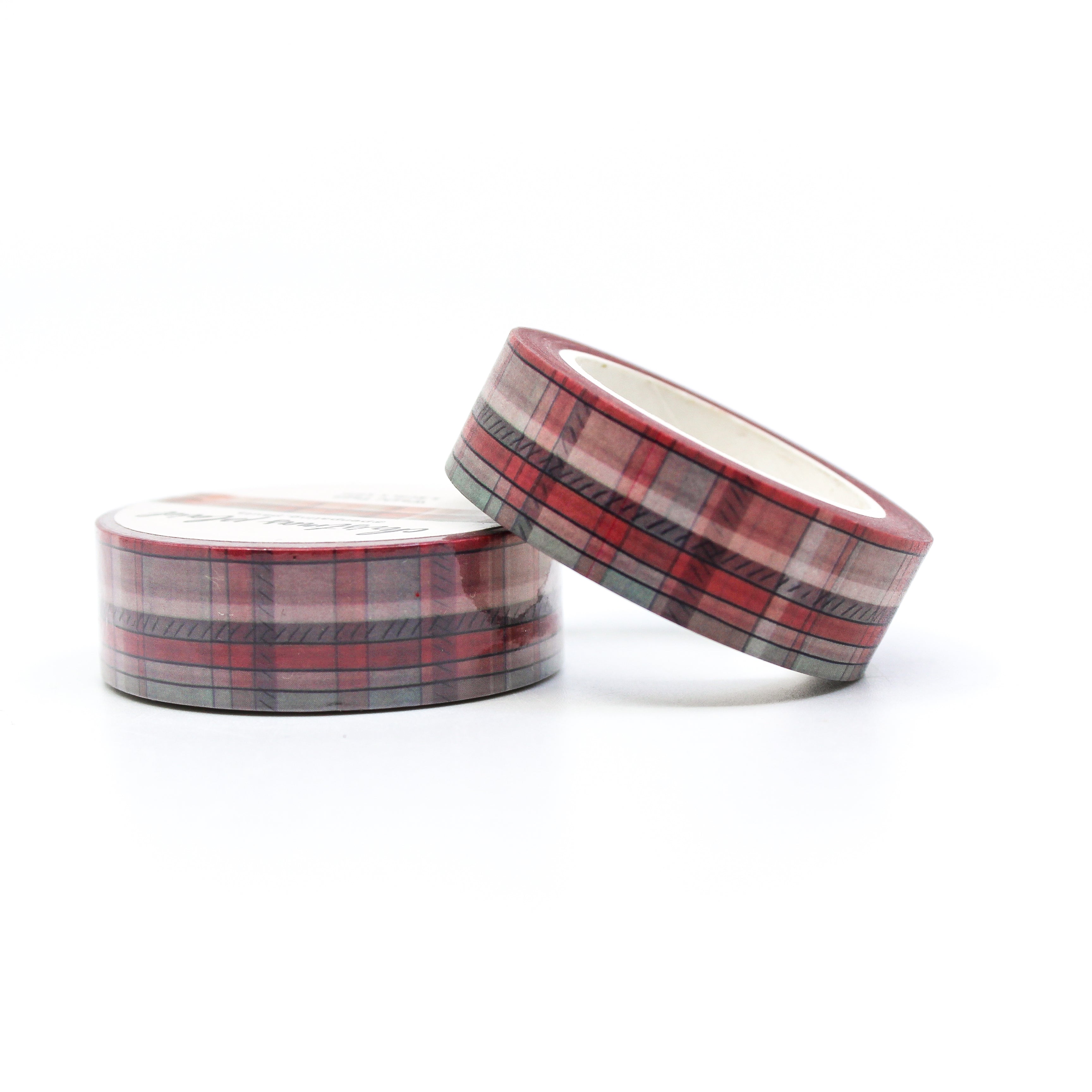 This is a roll of cute red plaid washi tapes from BBB Supplies Craft Shop