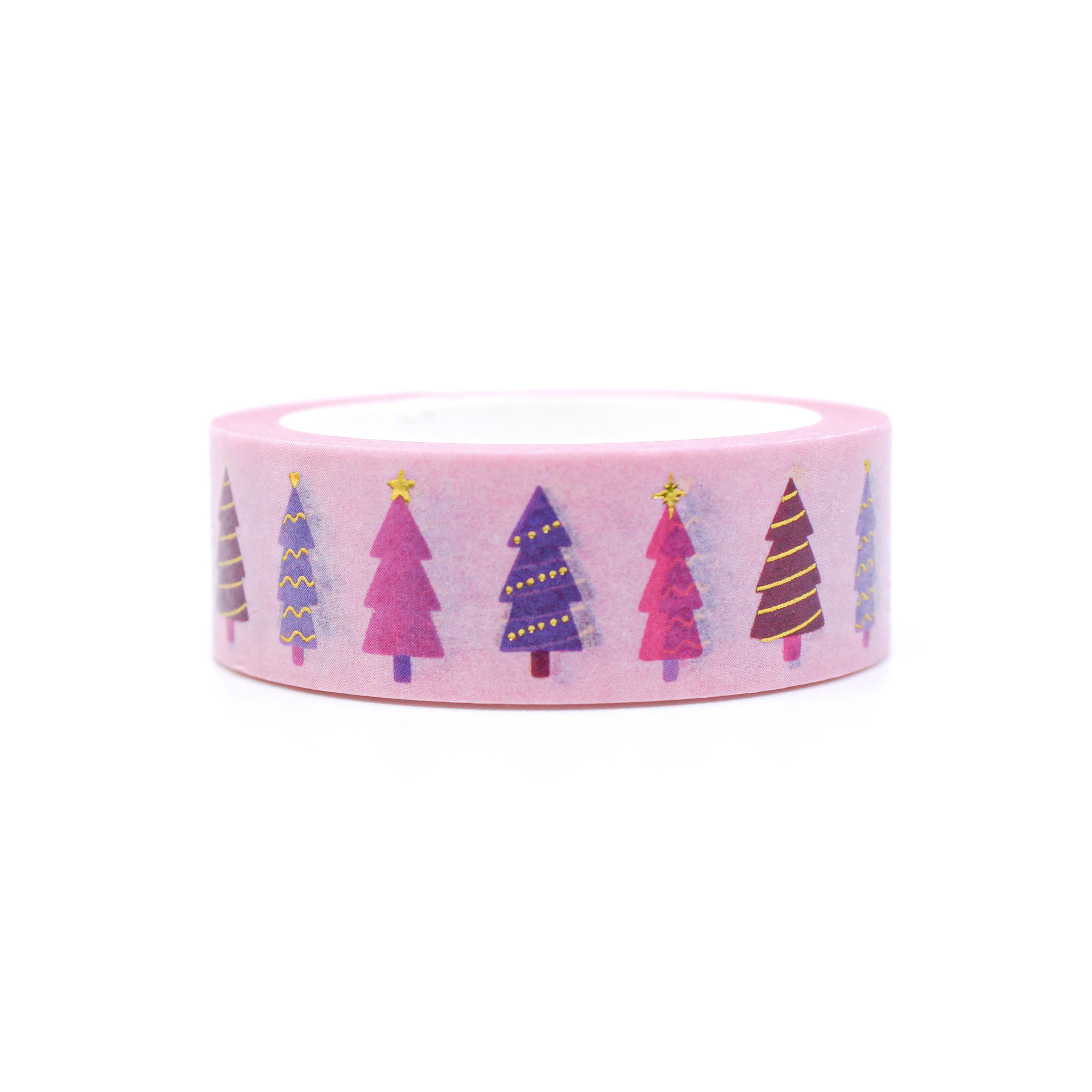 This is unique non-traditional holiday colors Christmas trees washi tape from BBB Supplies Craft Shop