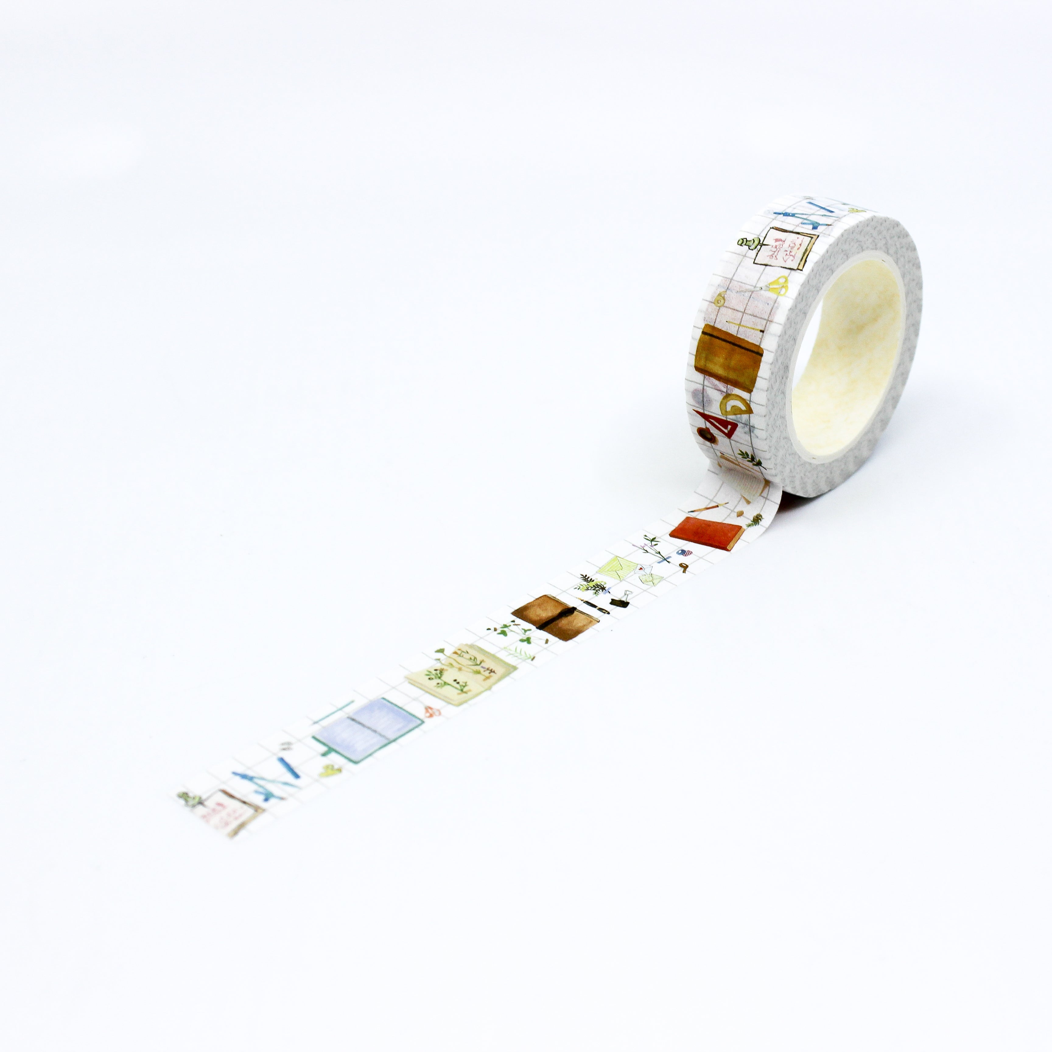 This is a full pattern repeat view of colorful journal addict themed washi tape from BBB Supplies Craft Shop
