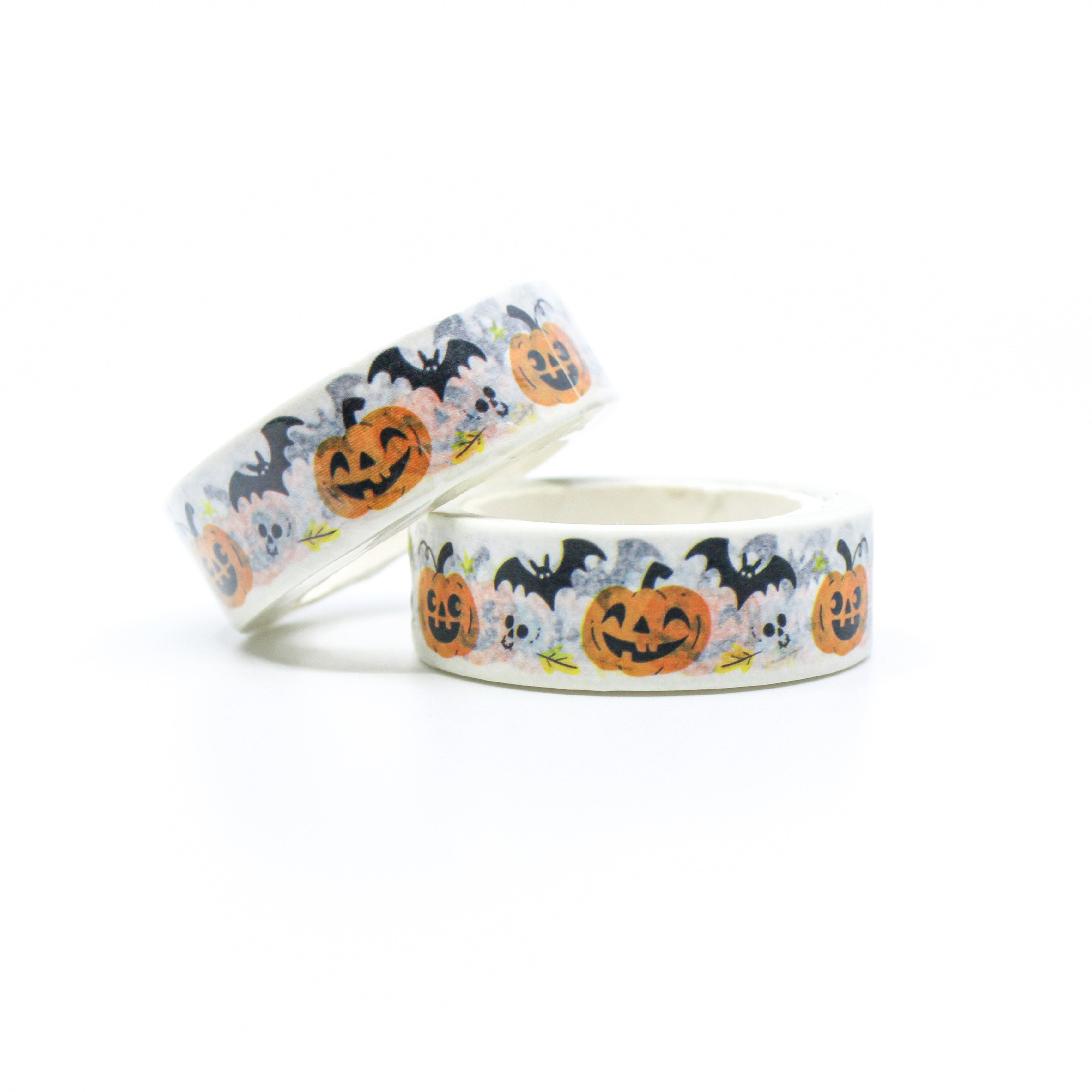 This is a roll of pumpkins and bats Halloween washi tape from BBB Supplies Craft Shop