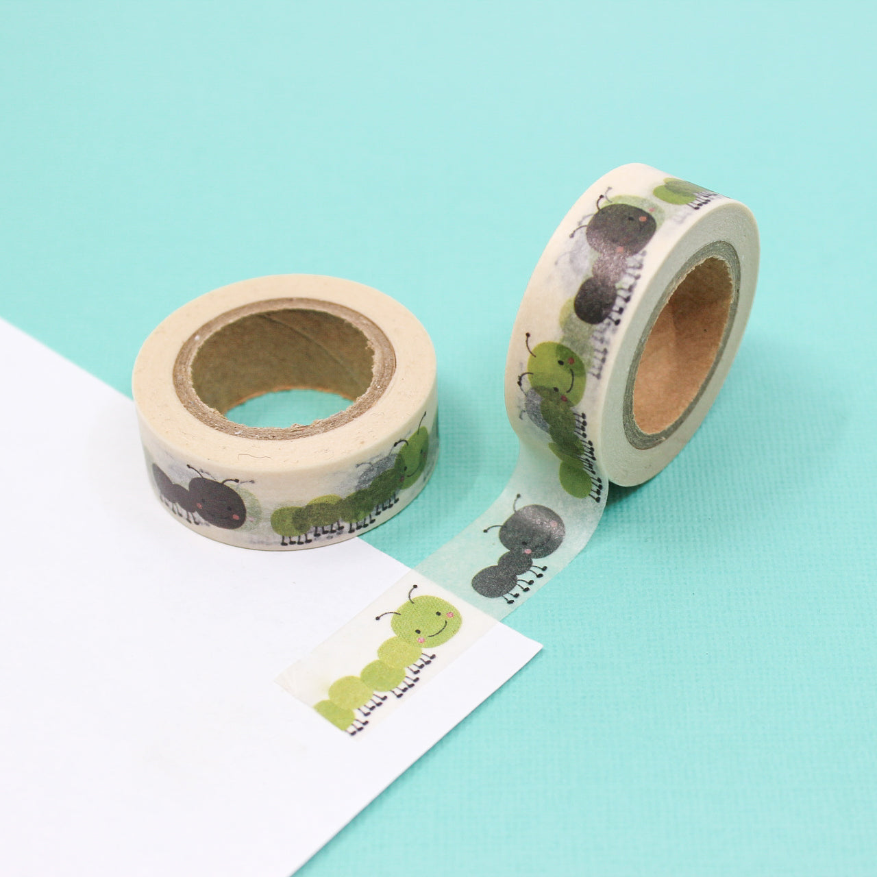 This adorable Insect tape is bright and colorful. It is perfect for a plant watering or gardening habit tracker or super fun kid-friendly tape for a science project or to use with lessons for The Very Hungry Caterpillar.  This tape is sold at BBB Supplies Craft Shop.