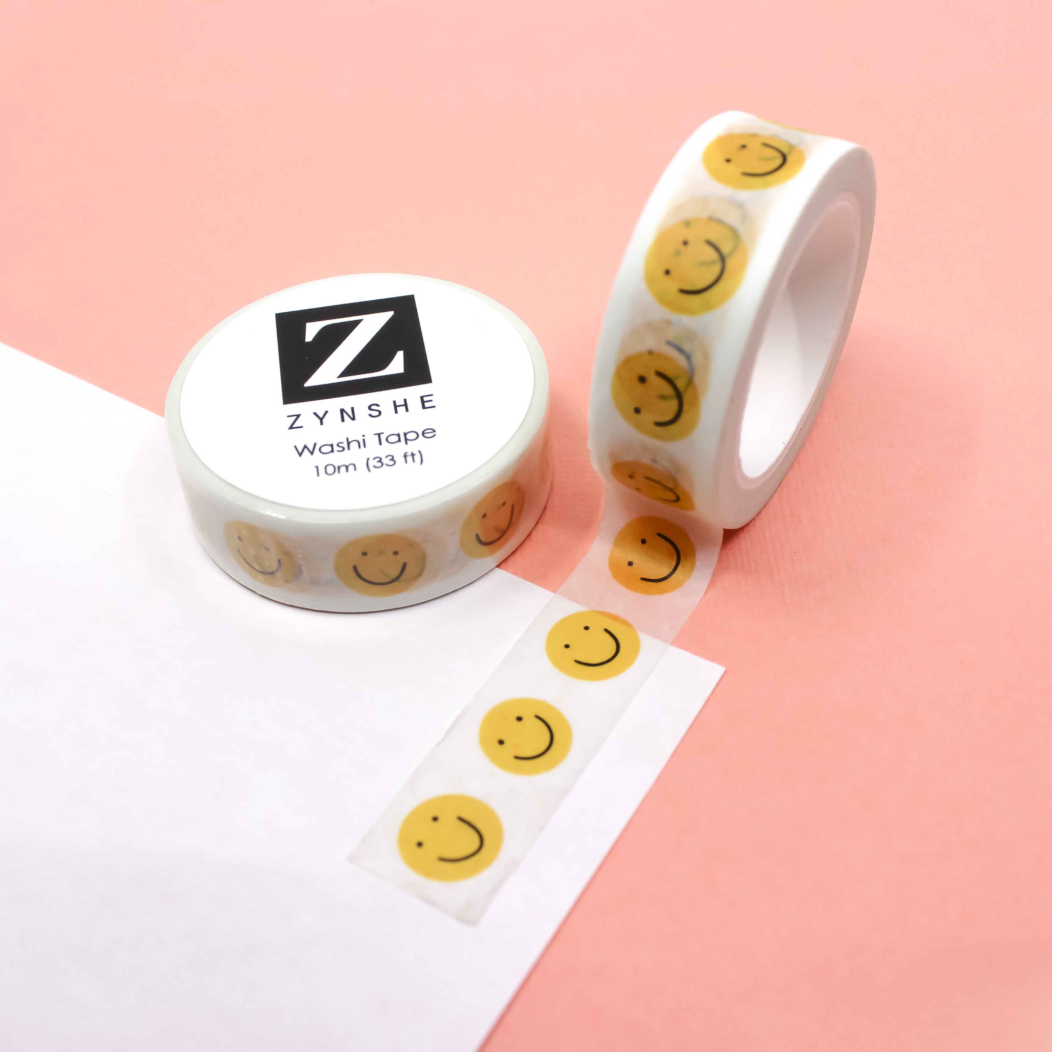 This is the nostolgic and classic yellow smily face pattern on washi tape from Zynshe and sold at BBB Supplies Craft Shop.