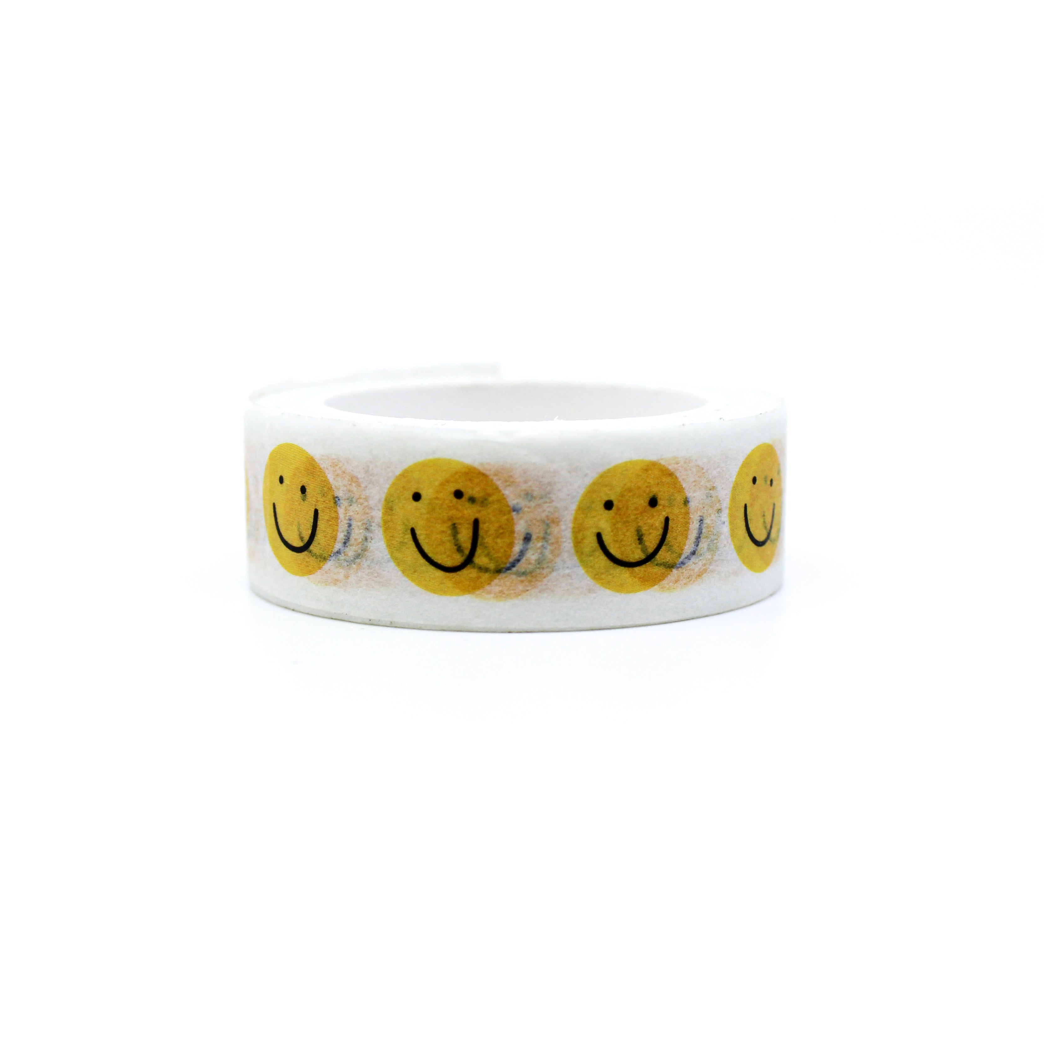 This is the front view of BBB Supplies Yellow Smile faces washi tape.