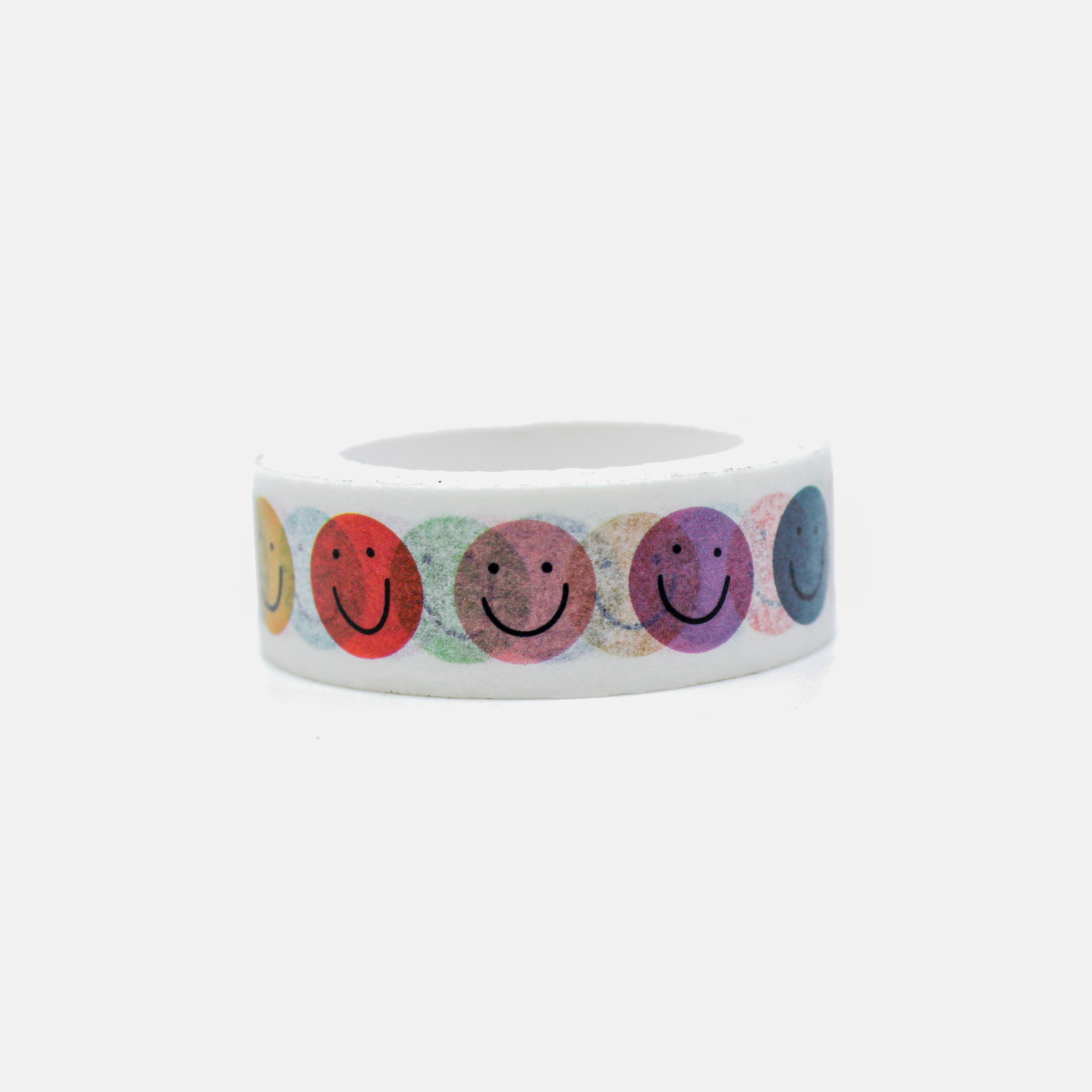 This is front view of a fun and colorful smily face emoji images washi tape from bbb supplies craft shop.