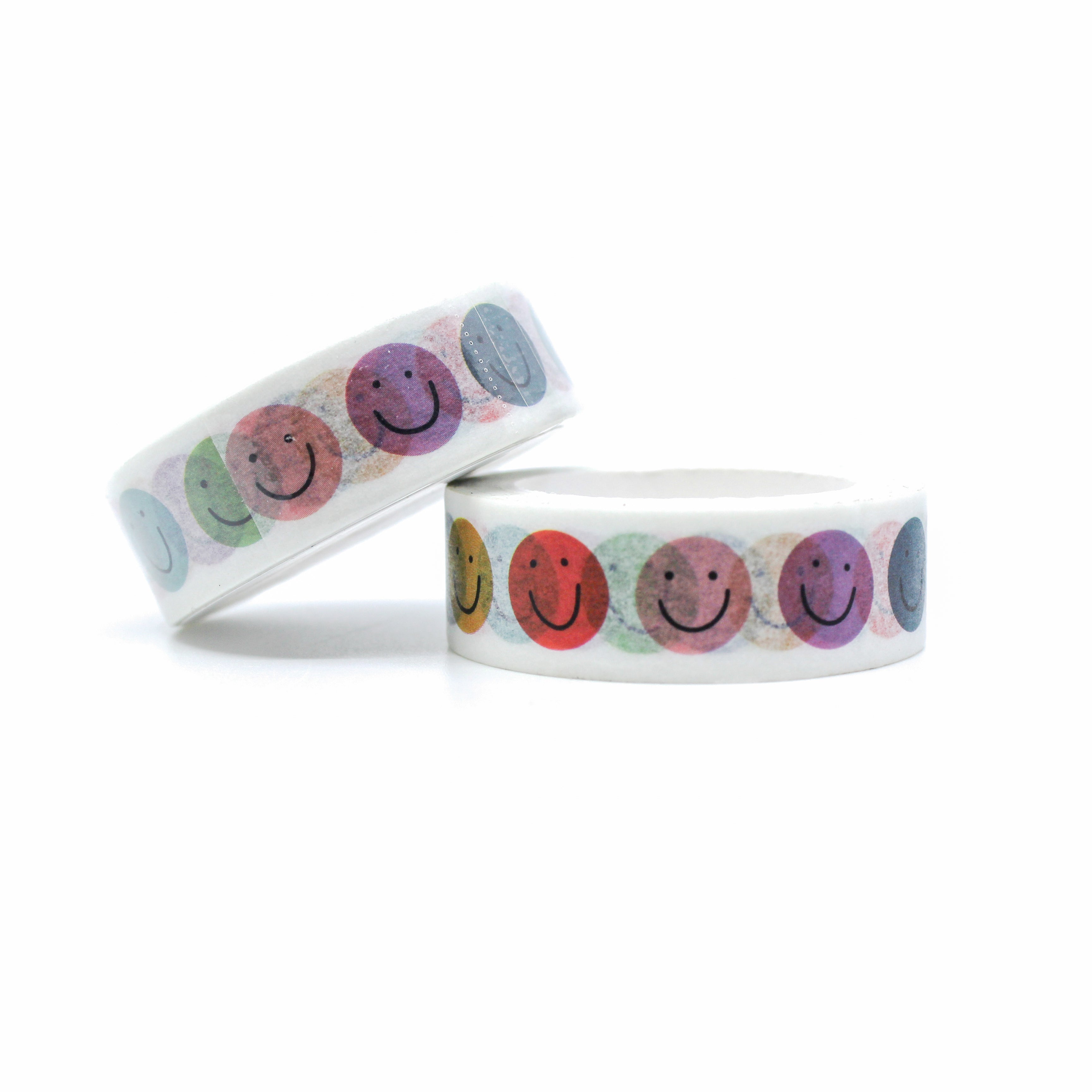This is a fun and colorful smily face emoji images washi tapes from bbb supplies craft shop.