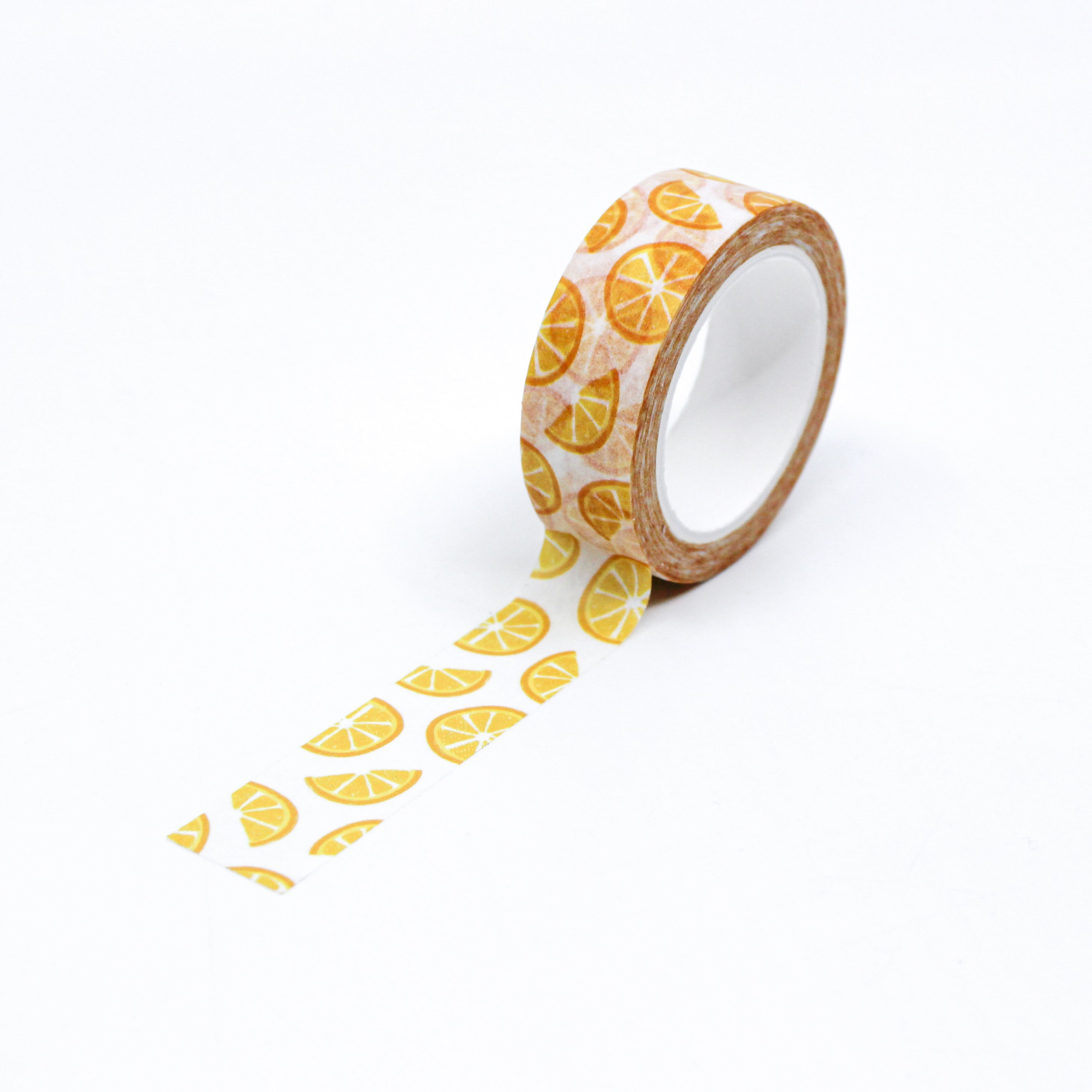 This is the full pattern repeat of a bright and vibrant pattern of sliced Oranges Washi Tape from BBB Supplies Craft Shop.