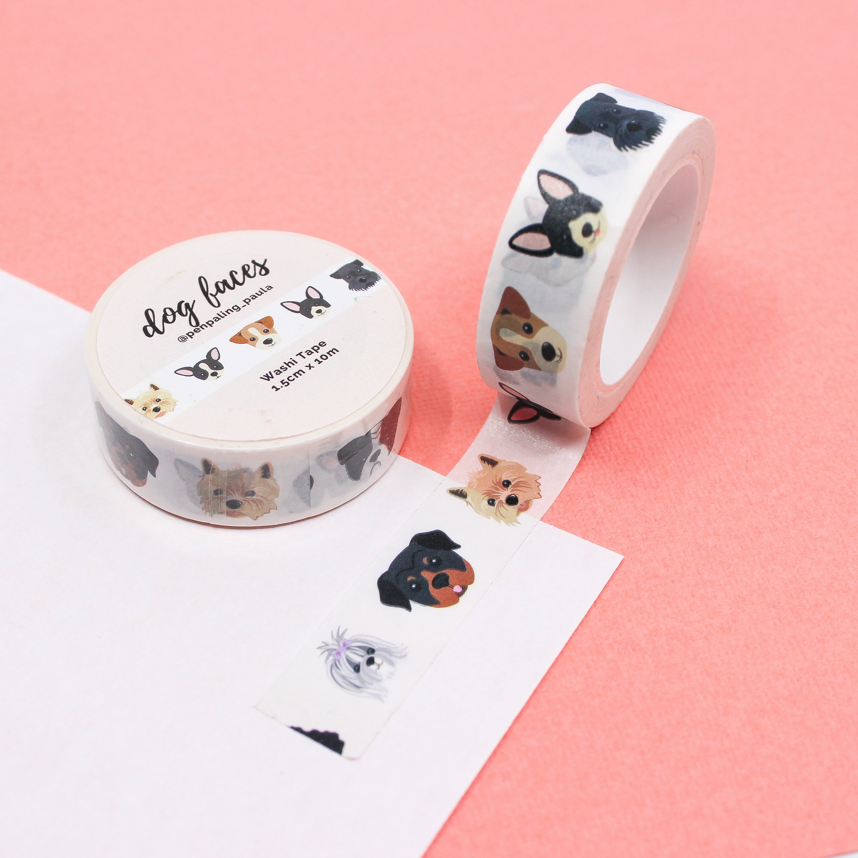 This is a cute faces of dog washi tape from BBB Supplies Craft Shop