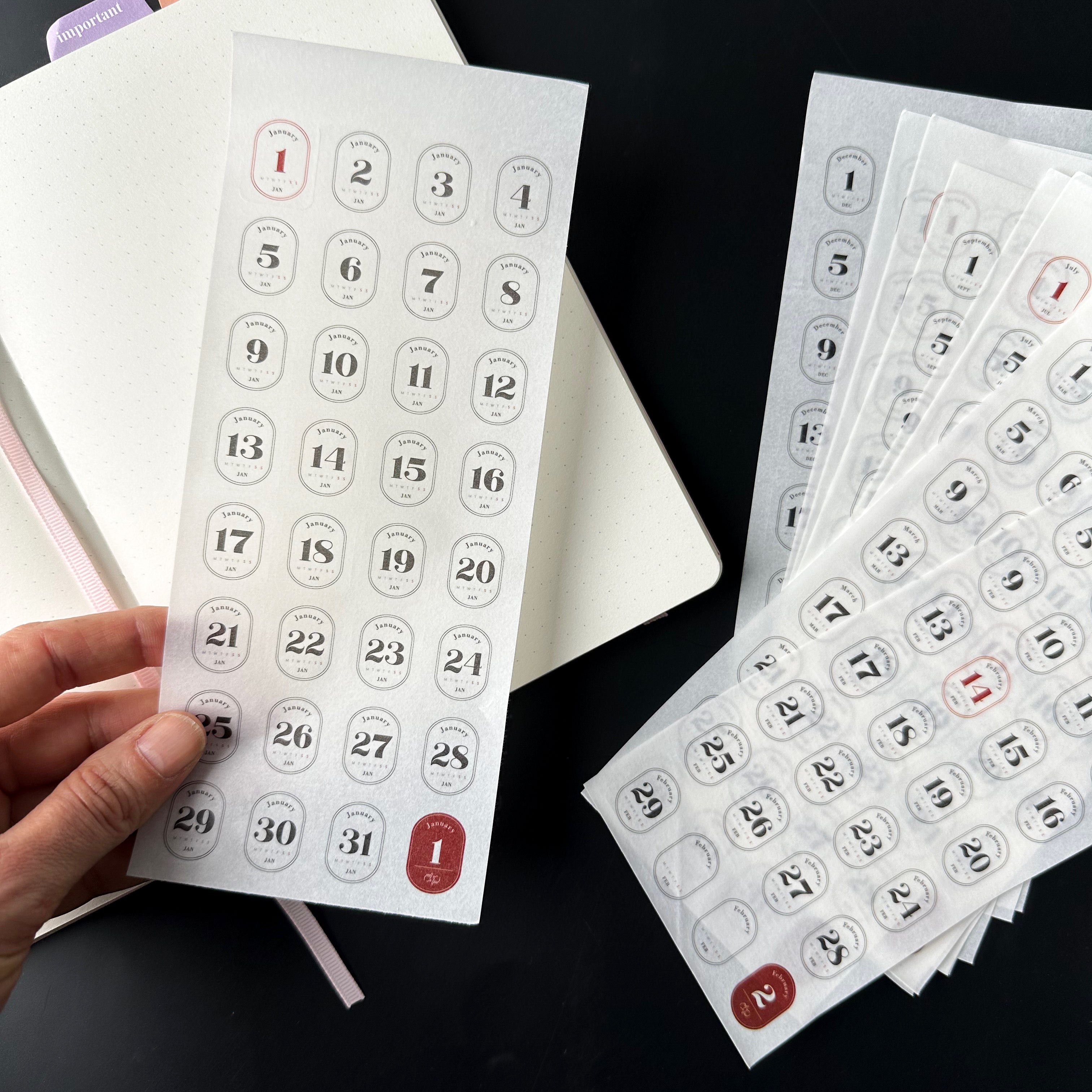 These pre-made monthly and daily dates is perfect for your monthly BUJO spread or planner. These stickers are sold at BBB Supplies Craft Shop.