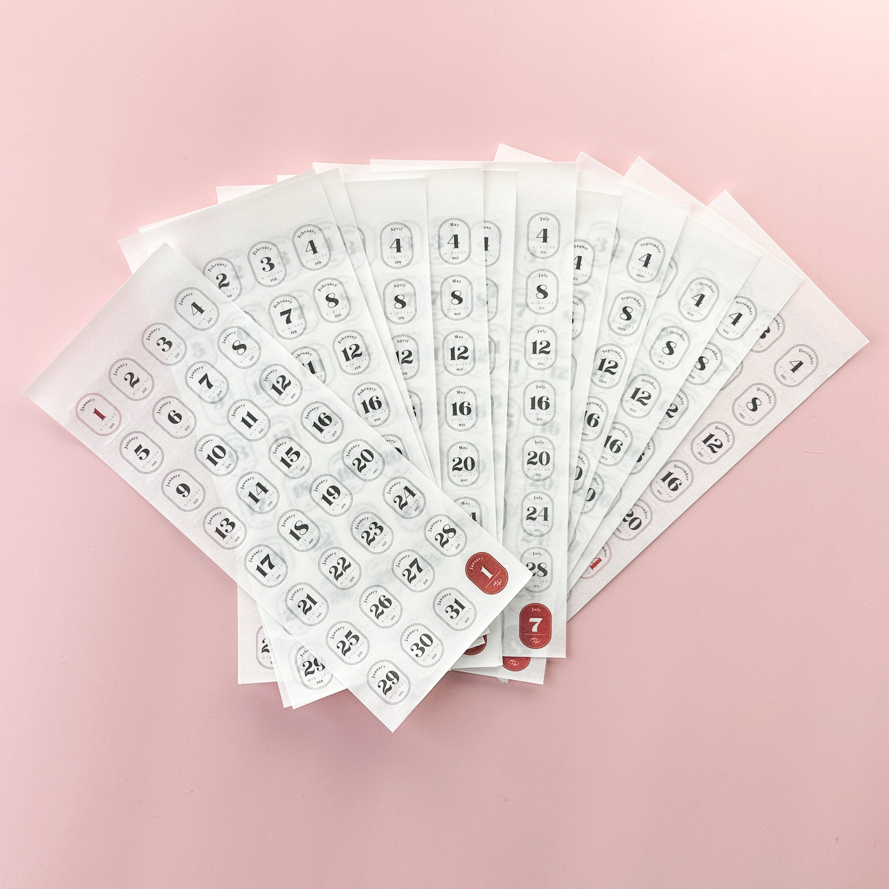 These pre-made monthly and daily dates is perfect for your monthly BUJO spread or planner. These stickers are sold at BBB Supplies Craft Shop.