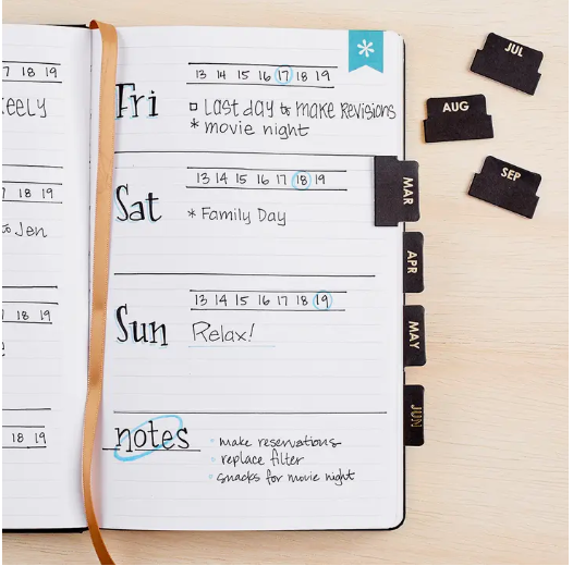 These black and gold neutral self-adhesive monthly tabs are perfect for your budget journal, bullet journal or planner if you want to set up your own monthly spread. They are designed by Erin Condren and sold at BBB Supplies Craft Shop.