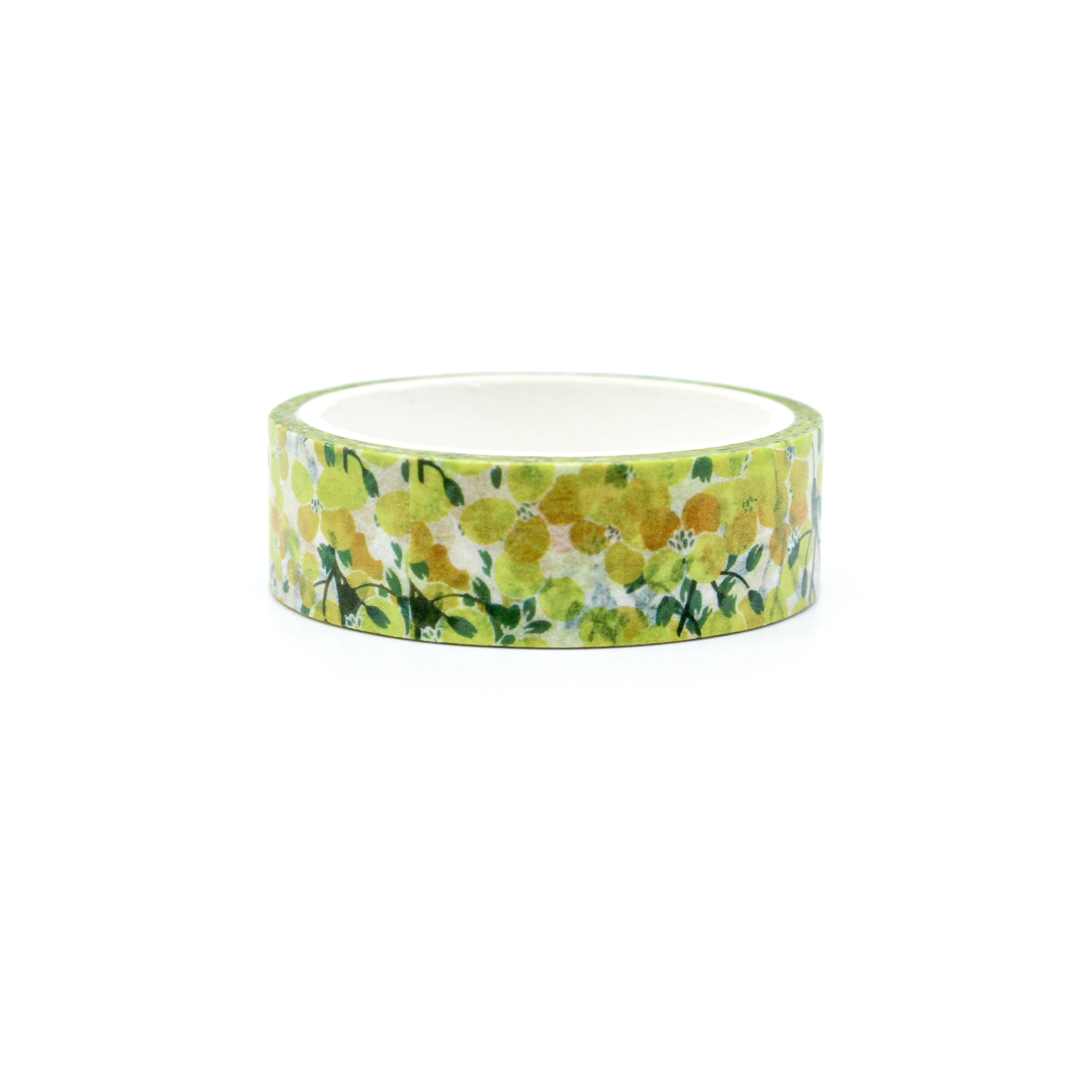 This a pretty view of yellow watercolor floral collections pattern washi tape from BBB Supplies Craft Shop