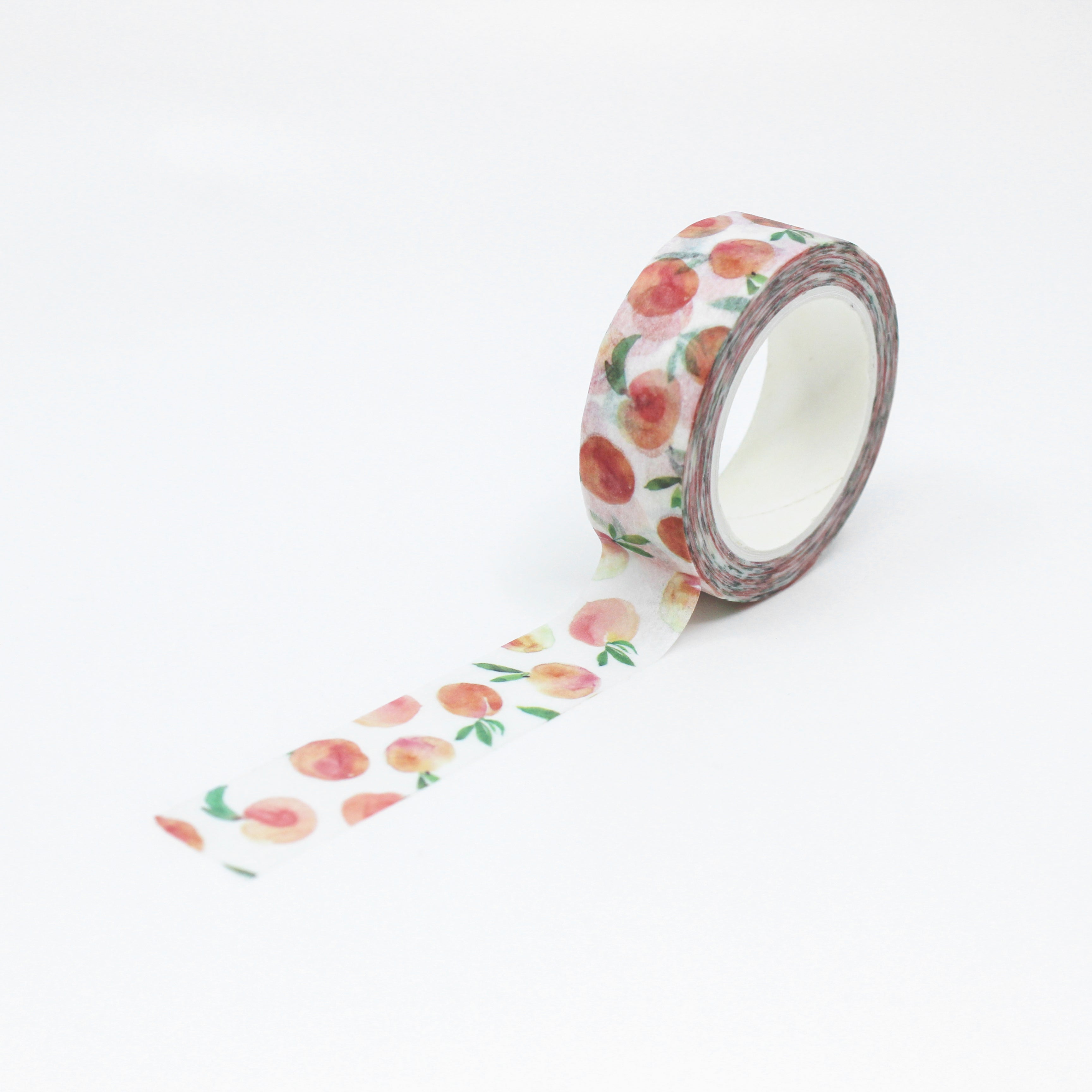 This is a full pattern repeat view of peach tropical fruit collections  washi tape from BBB Supplies Craft Shop