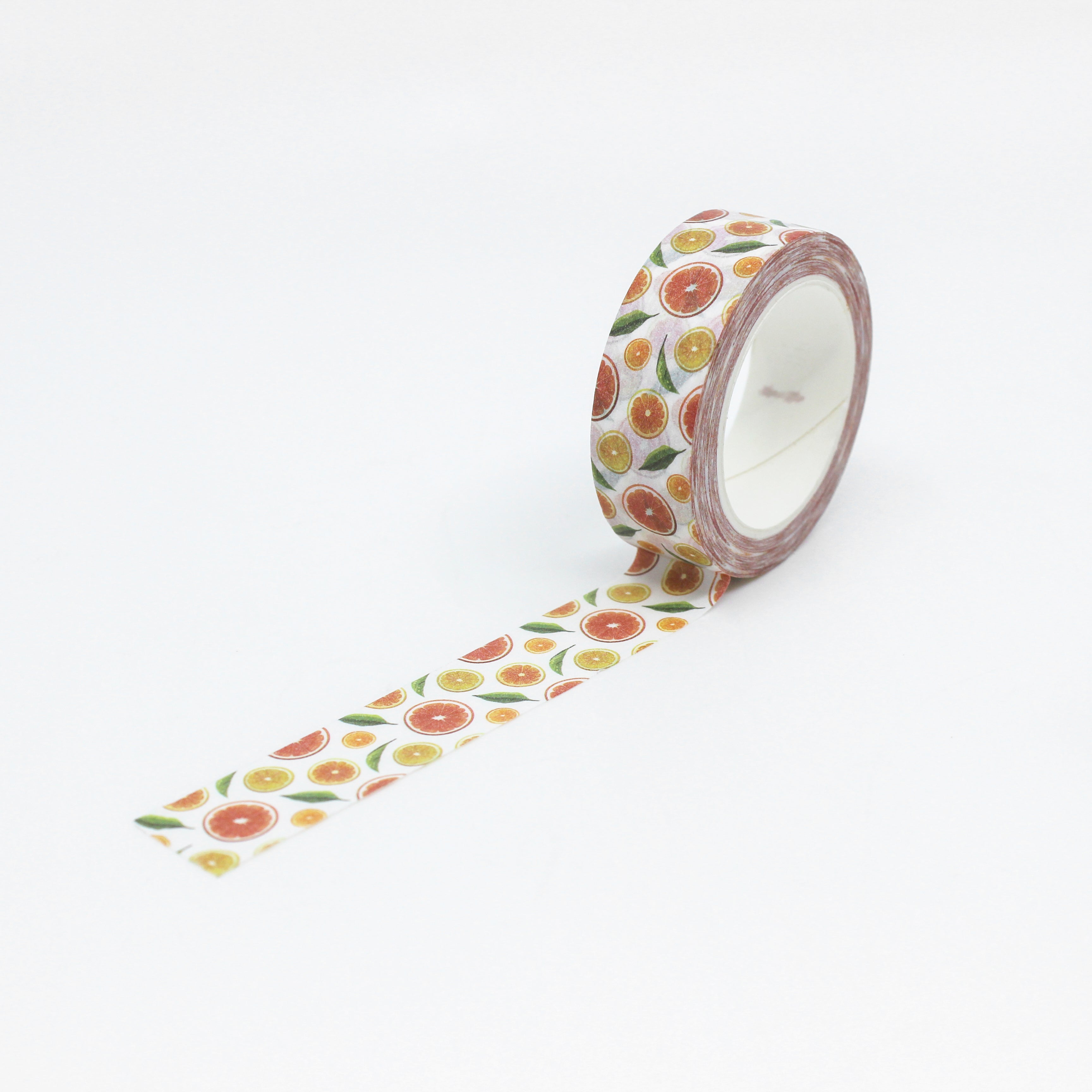 This is a full pattern repeat view of grapefruits tropical fruit collections washi tape from BBB Supplies Craft Shop