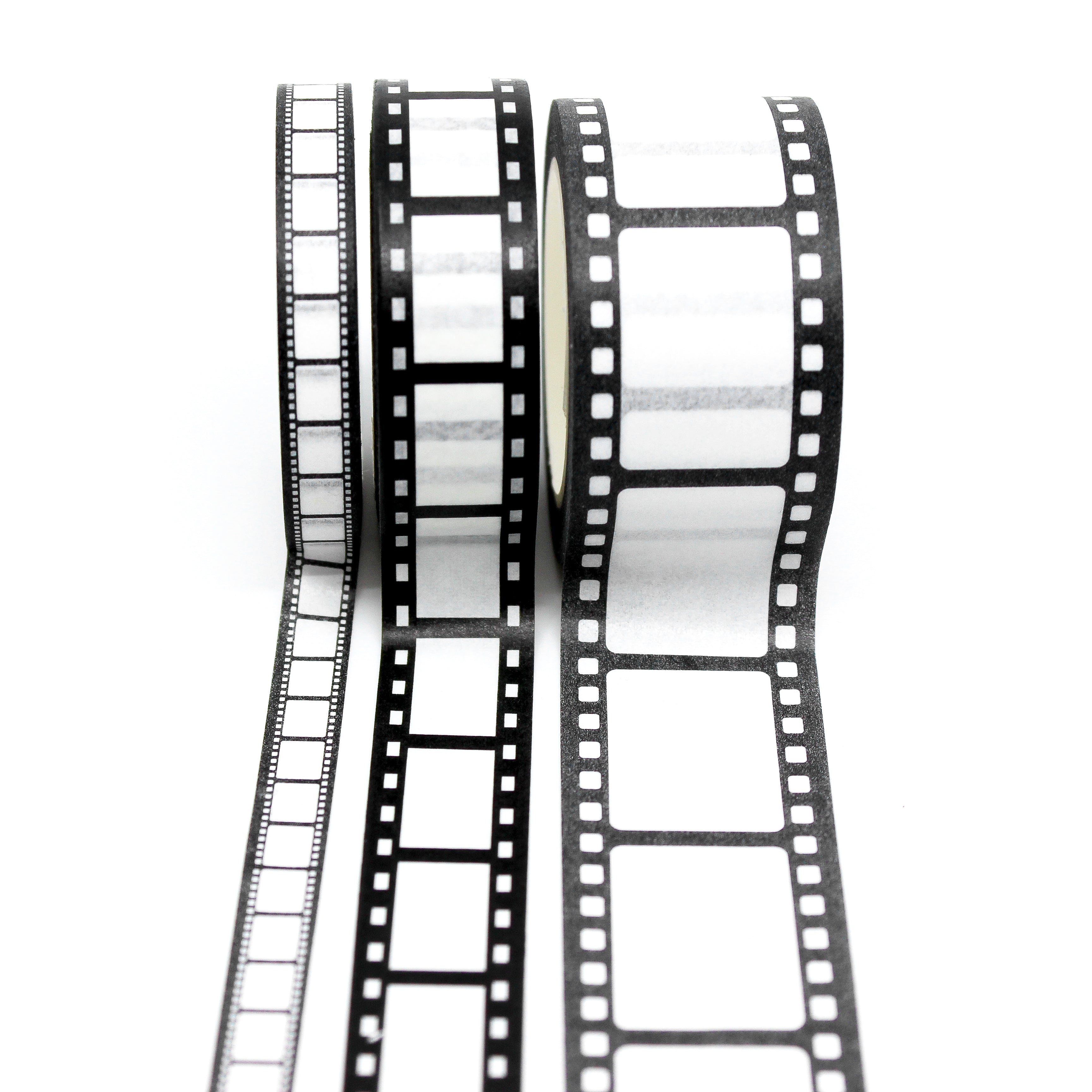 Multiple Sizes available of the Movie Style Film Strip Washi tape for Calendar, Journaling, planners, and craft projects from BBB Supplies Craft Shop. choices of 7mm, 15mm, or 25mm