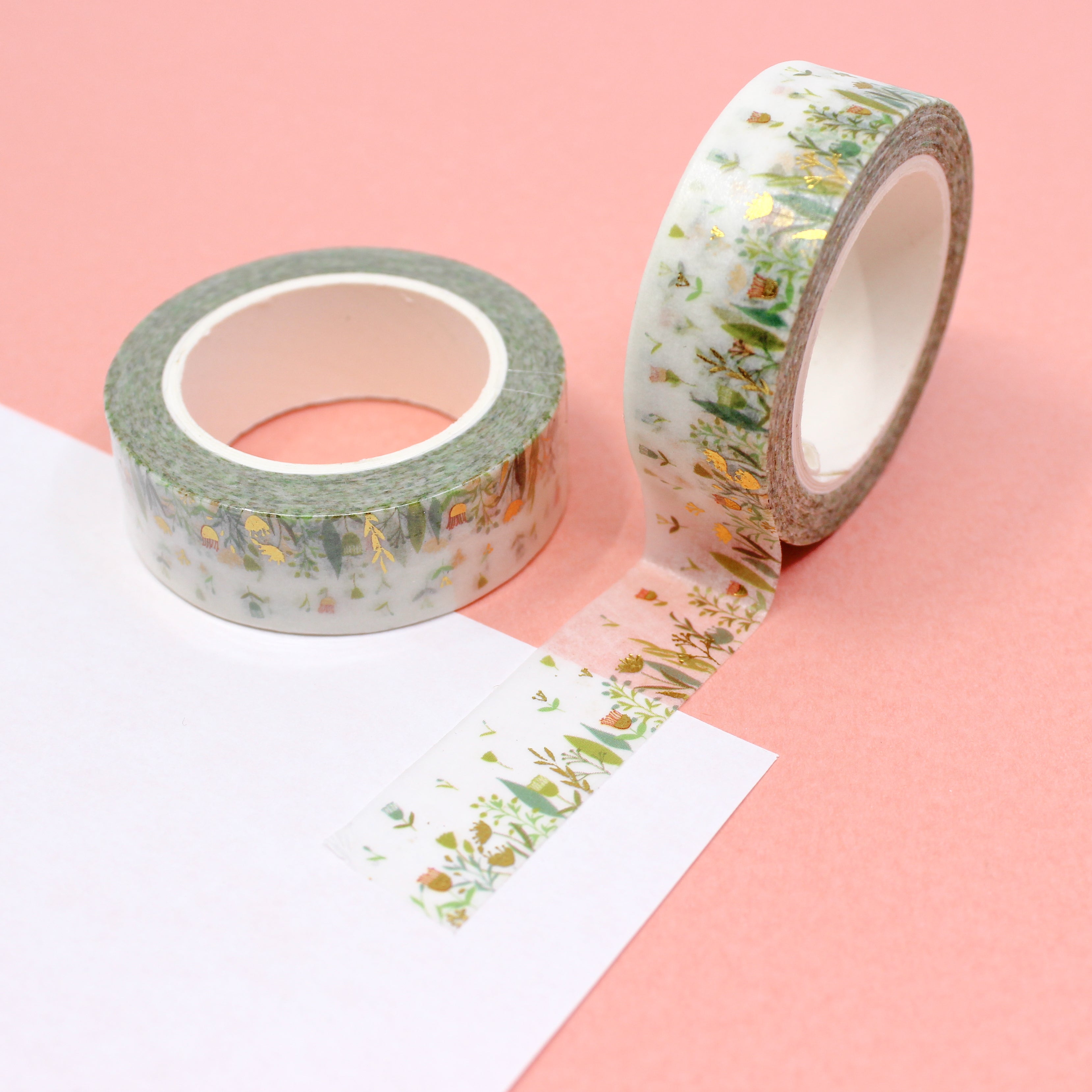 This is a gold foil floral collections pattern washi tape from BBB Supplies Craft Shop