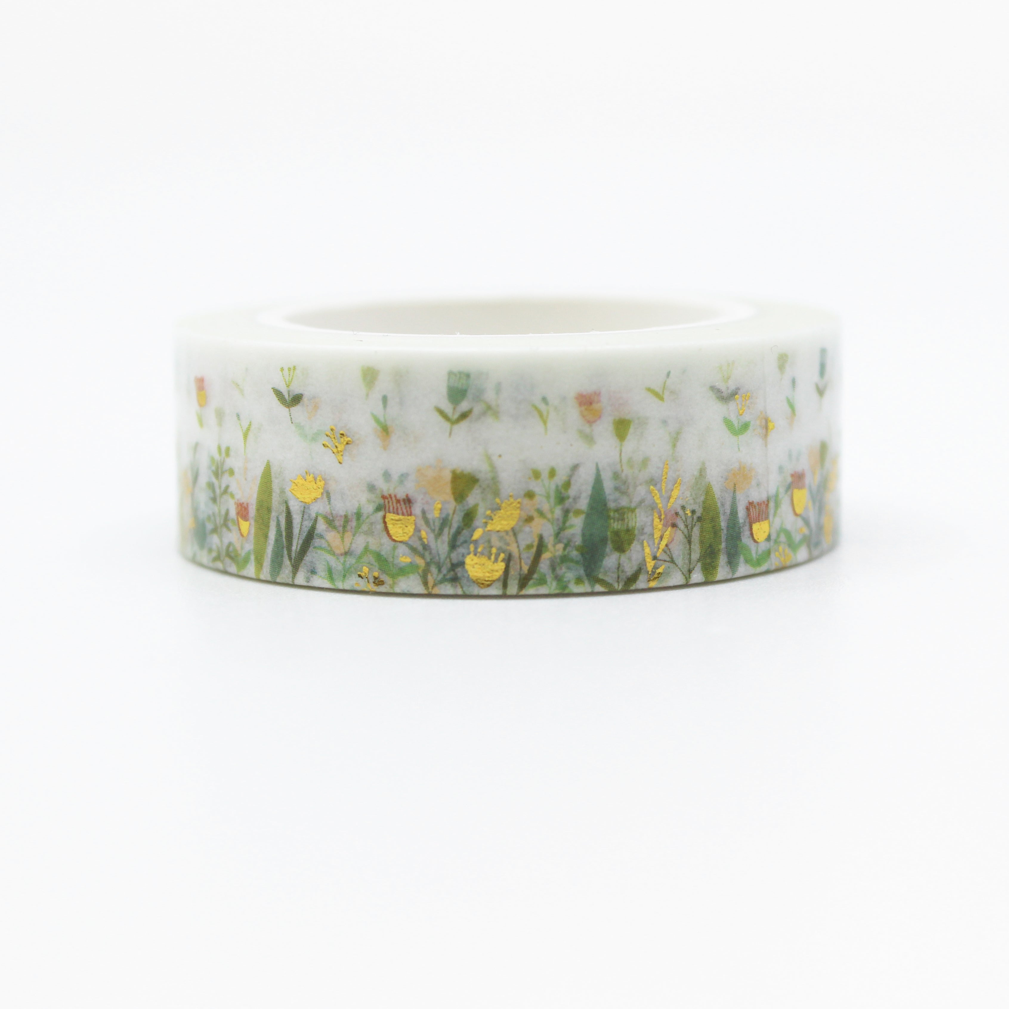 This is a view of cute gold foil floral collections washi tape from BBB Supplies Craft Shop