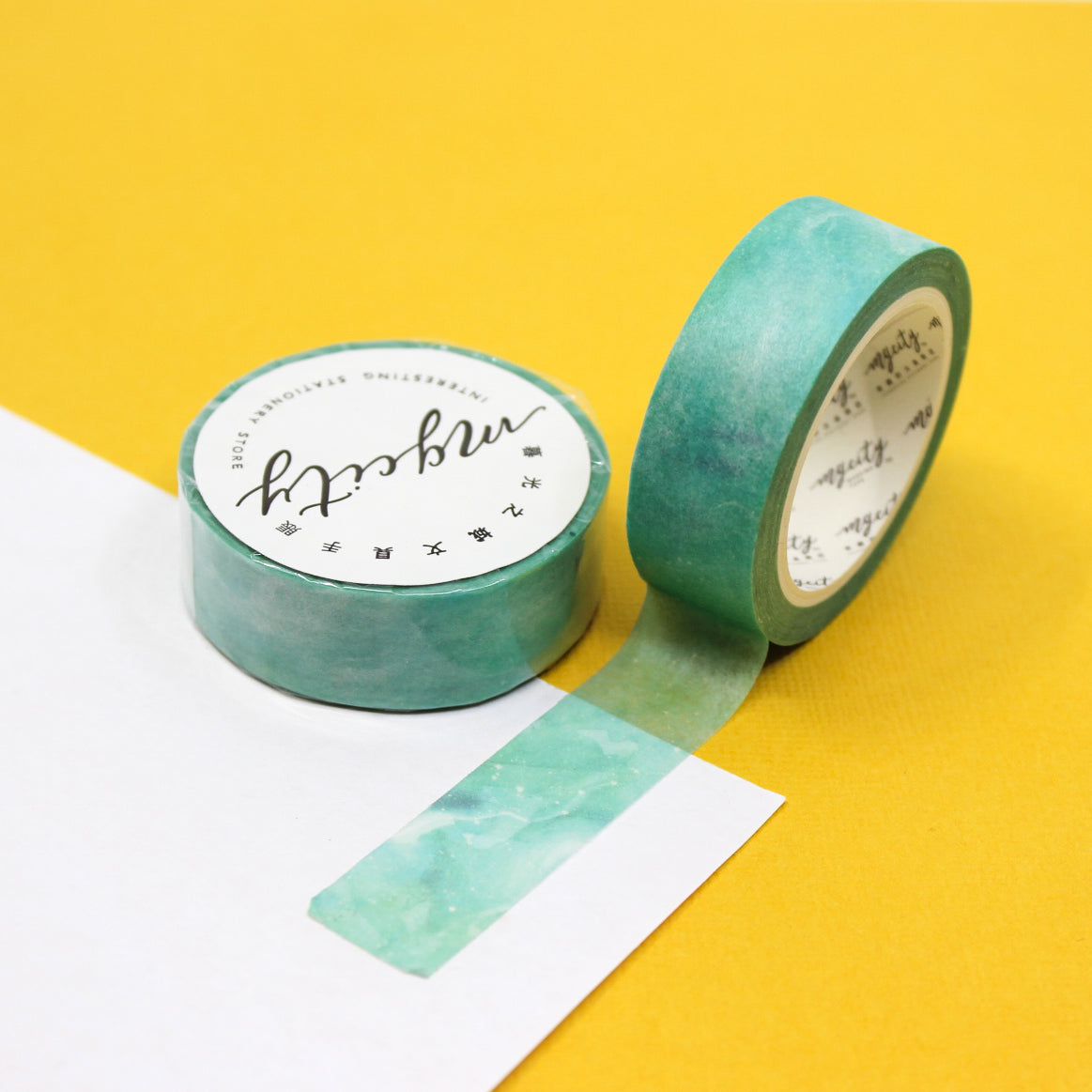 This green sky watercolor washi tape is the perfect addition to your washi collection. The simplicity of the pattern is perfect for accenting and matching any project's theme while adding a beautiful and interesting pattern. This tape is from BBB Supplies Craft Shop.