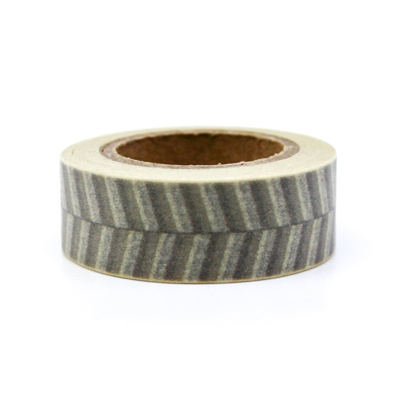 This fun and unique grey chevron color block pattern resemble a zipper. It will make a super cute addition to your washi collection. We sell this style of chevron tape in Yellow, brown and grey in our shop. This tape is sold at BBB Supplies Craft Shop.