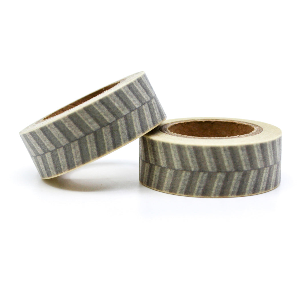 This fun and unique grey chevron color block pattern resemble a zipper. It will make a super cute addition to your washi collection. We sell this style of chevron tape in Yellow, brown and grey in our shop. This tape is sold at BBB Supplies Craft Shop.