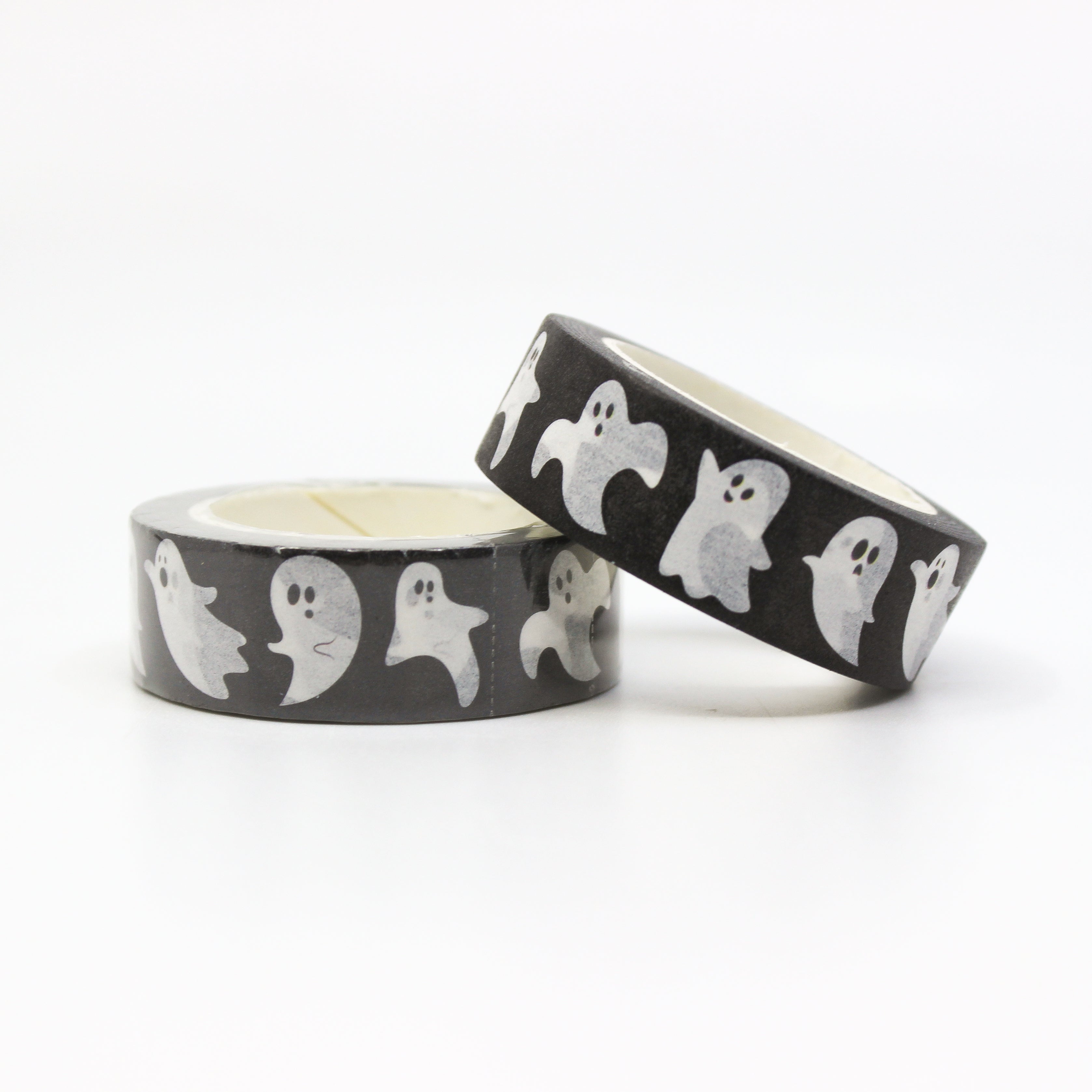 This is a black and white cute little ghosts Halloween themed view of washi tapes from BBB Supplies Craft Shop.
