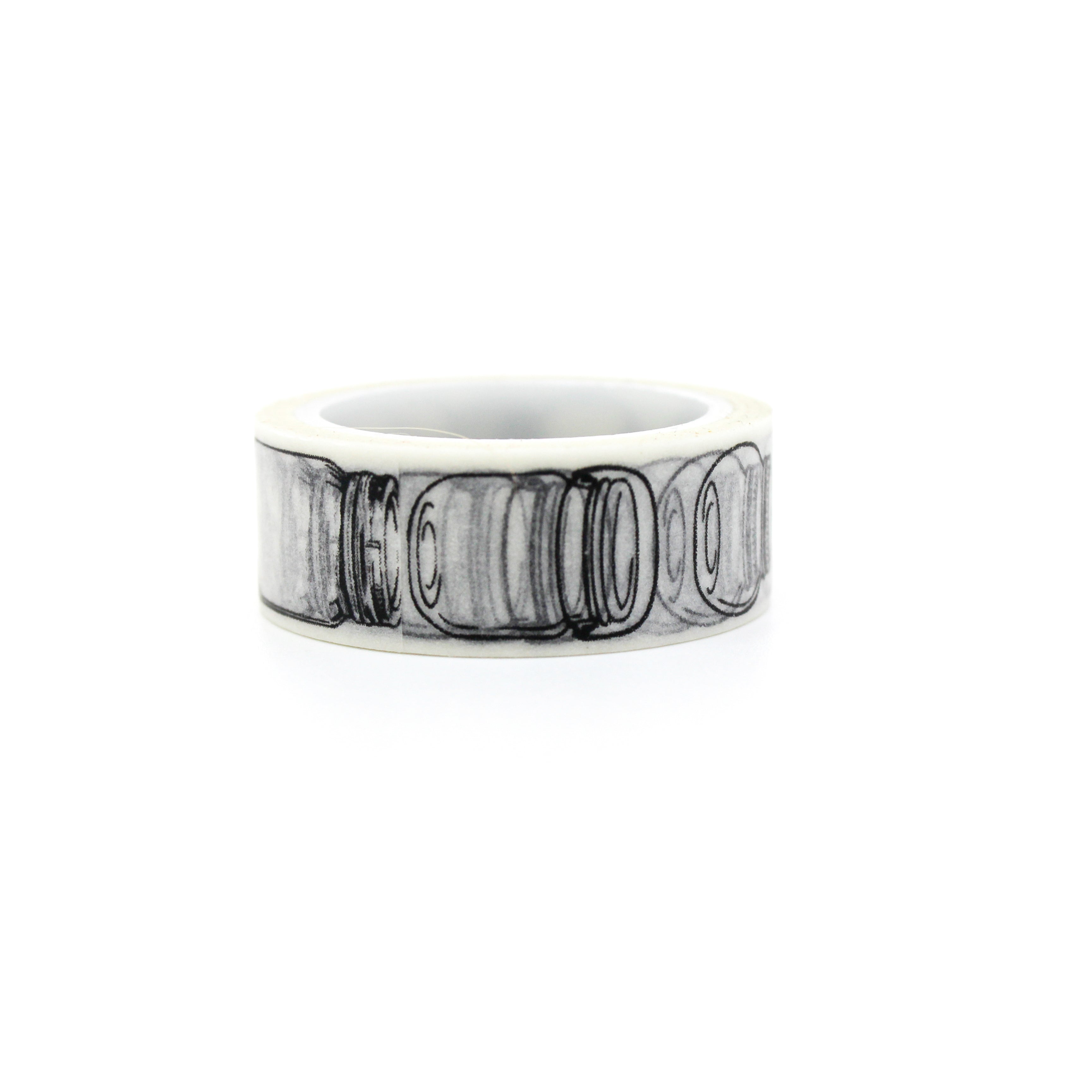 This is a black and white whimsical empty jar themed view of washi tapes that is perfect for your budget tracker to note your goals for savings account from BBB Supplies Craft Shop. After all, A penny saved is a penny earned.