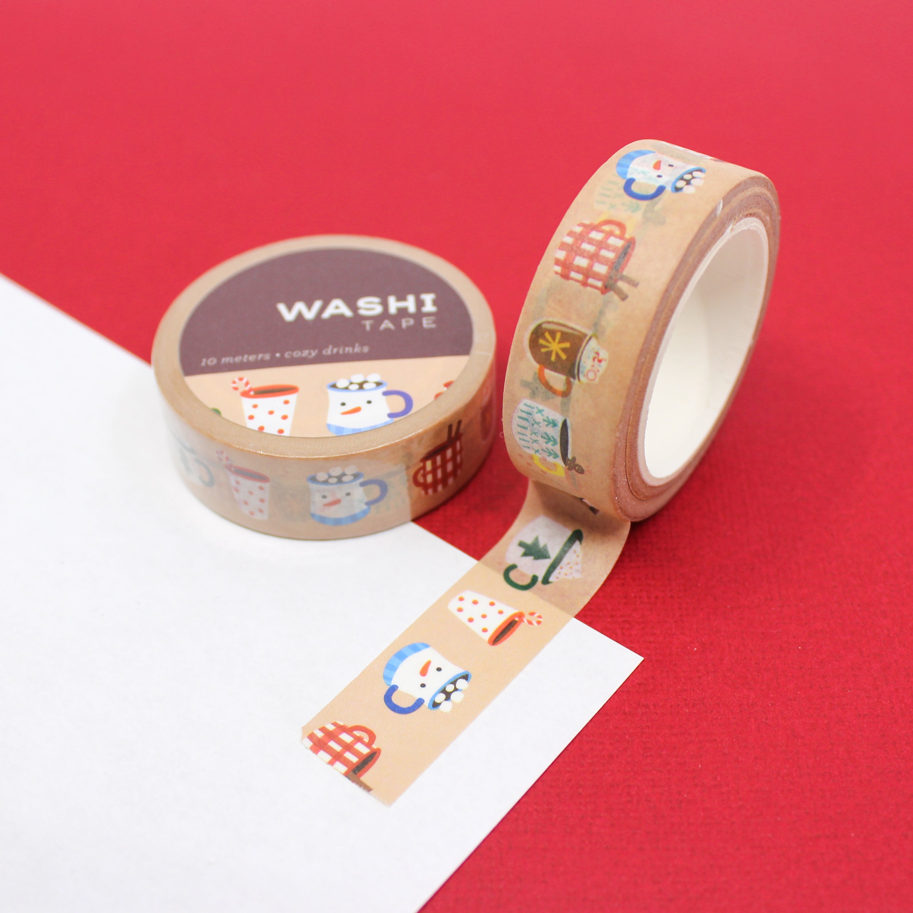This is a colorful cozy winter drinks pumpkin spice latte pattern washi tape from BBB Supplies Craft Shop