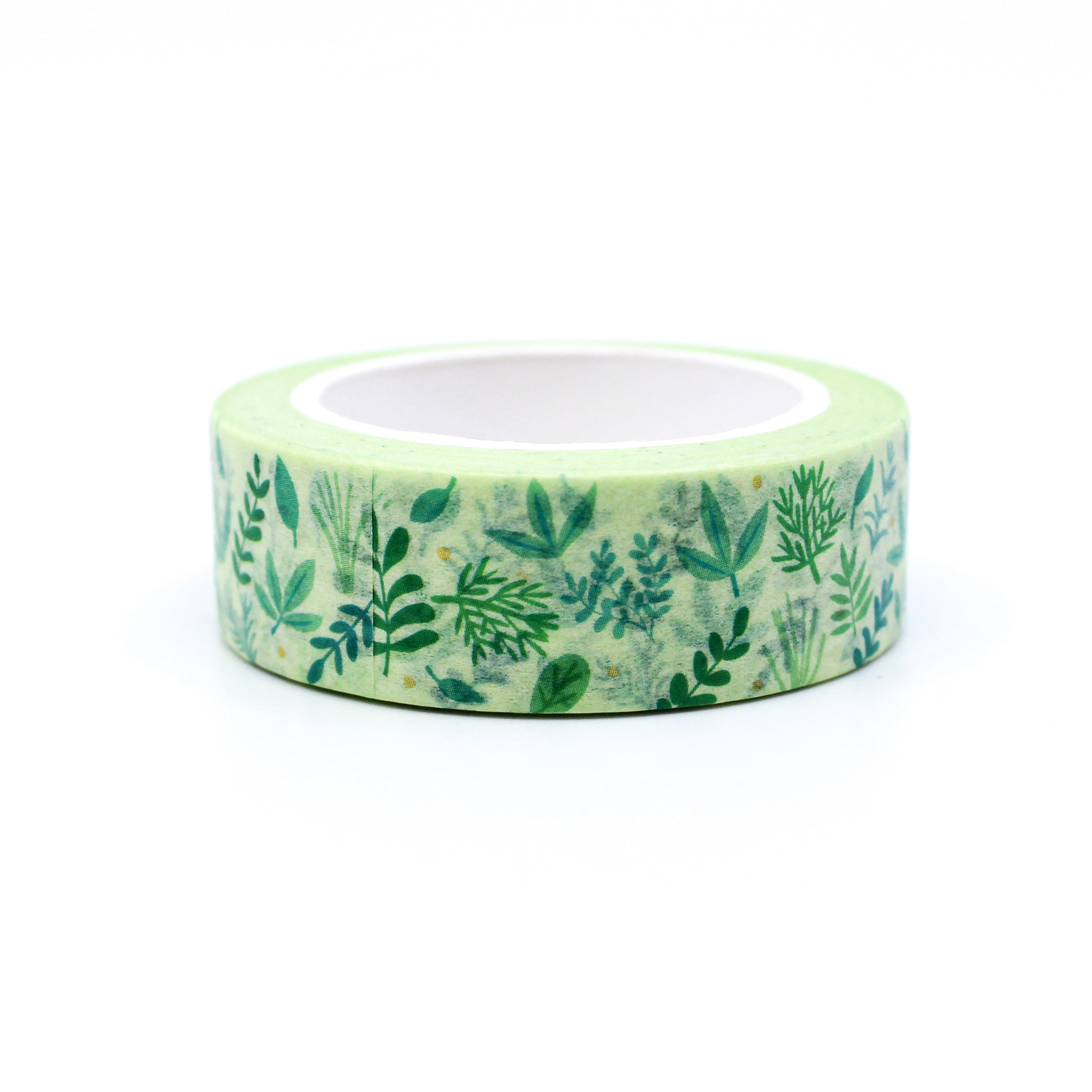 This is a medicinal view of green herbs pattern washi tape from BBB Supplies Craft Shop