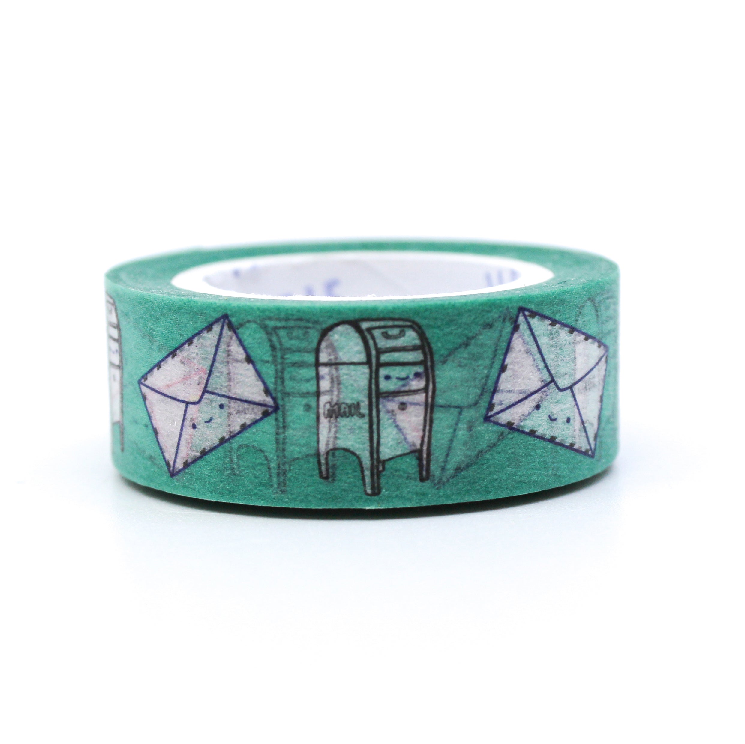 This is a cute happy letter green snail mail collection washi tape from BBB Supplies Craft Shop