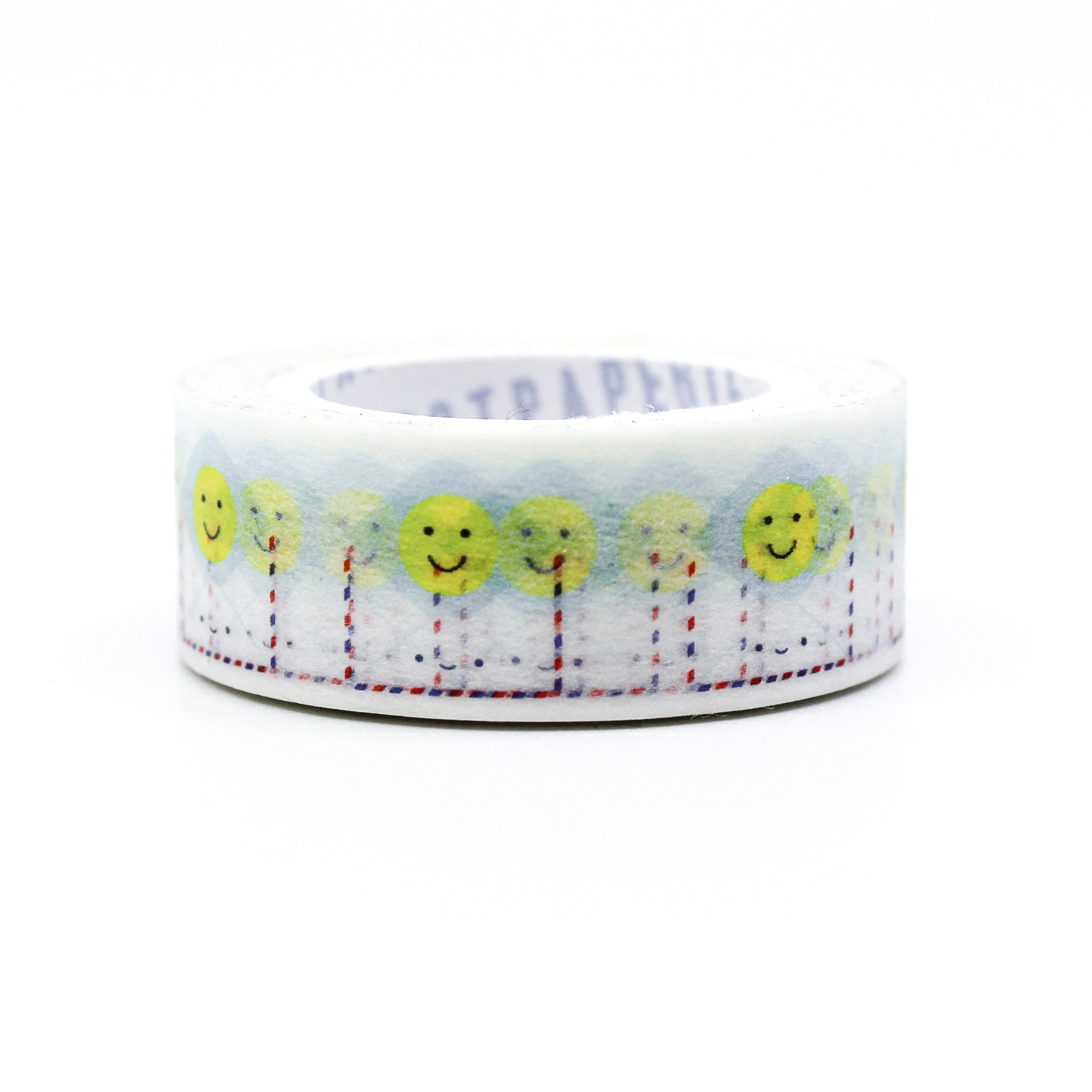 This is a cute view of happy face snail mail envelop washi tape from BBB Supplies Craft Shop