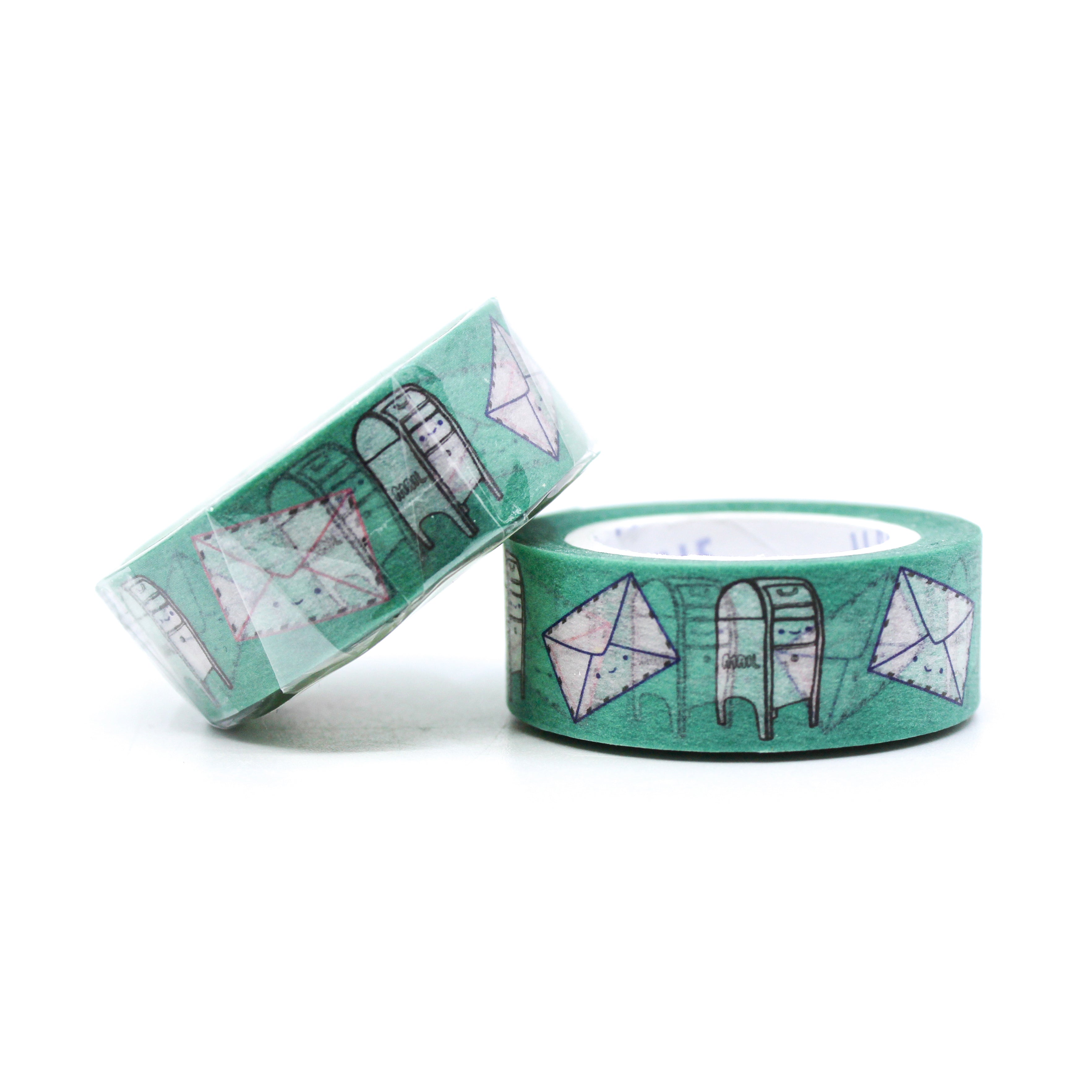 This is a cute happy letter green snail mail collection washi tape for Journal Supplies, Scrapbooking washi tapes from BBB Supplies Craft Shop