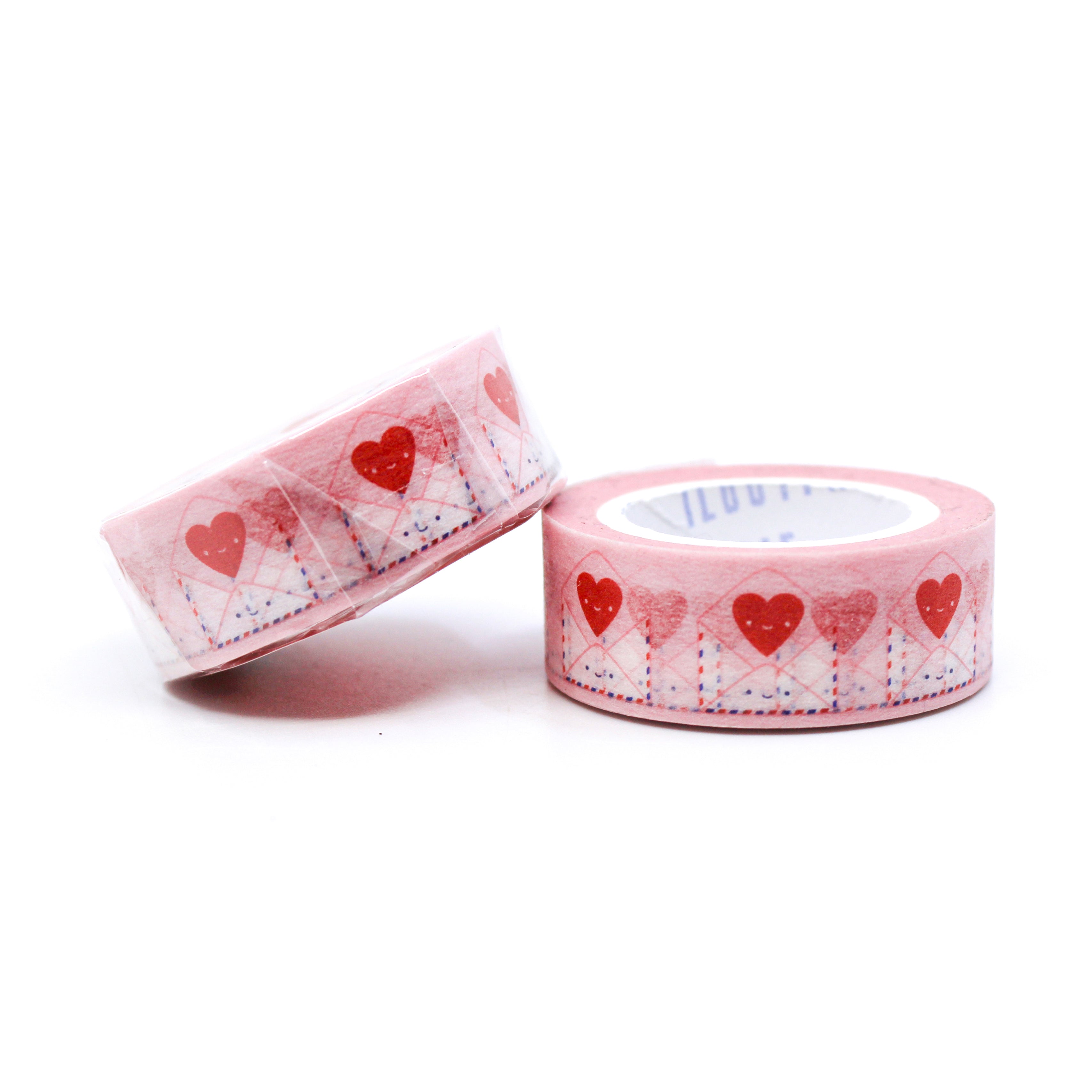 This is a cute send love valentines heart envelope snail mail collection washi tape for Journal Supplies, Scrapbooking washi tapes from BBB Supplies Craft Shop